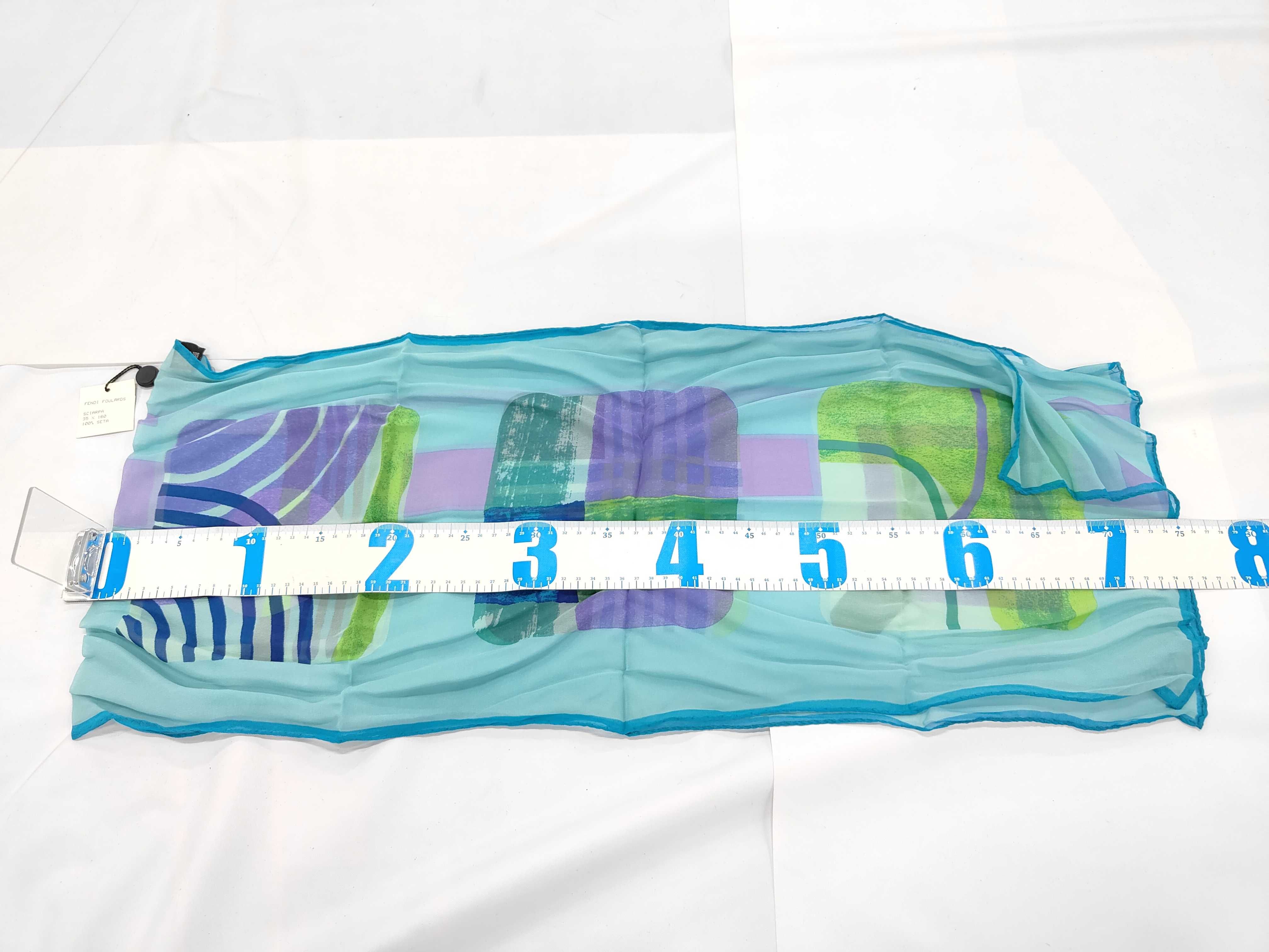 Fendi Geometric Patchwork Silk Foulard Scarf