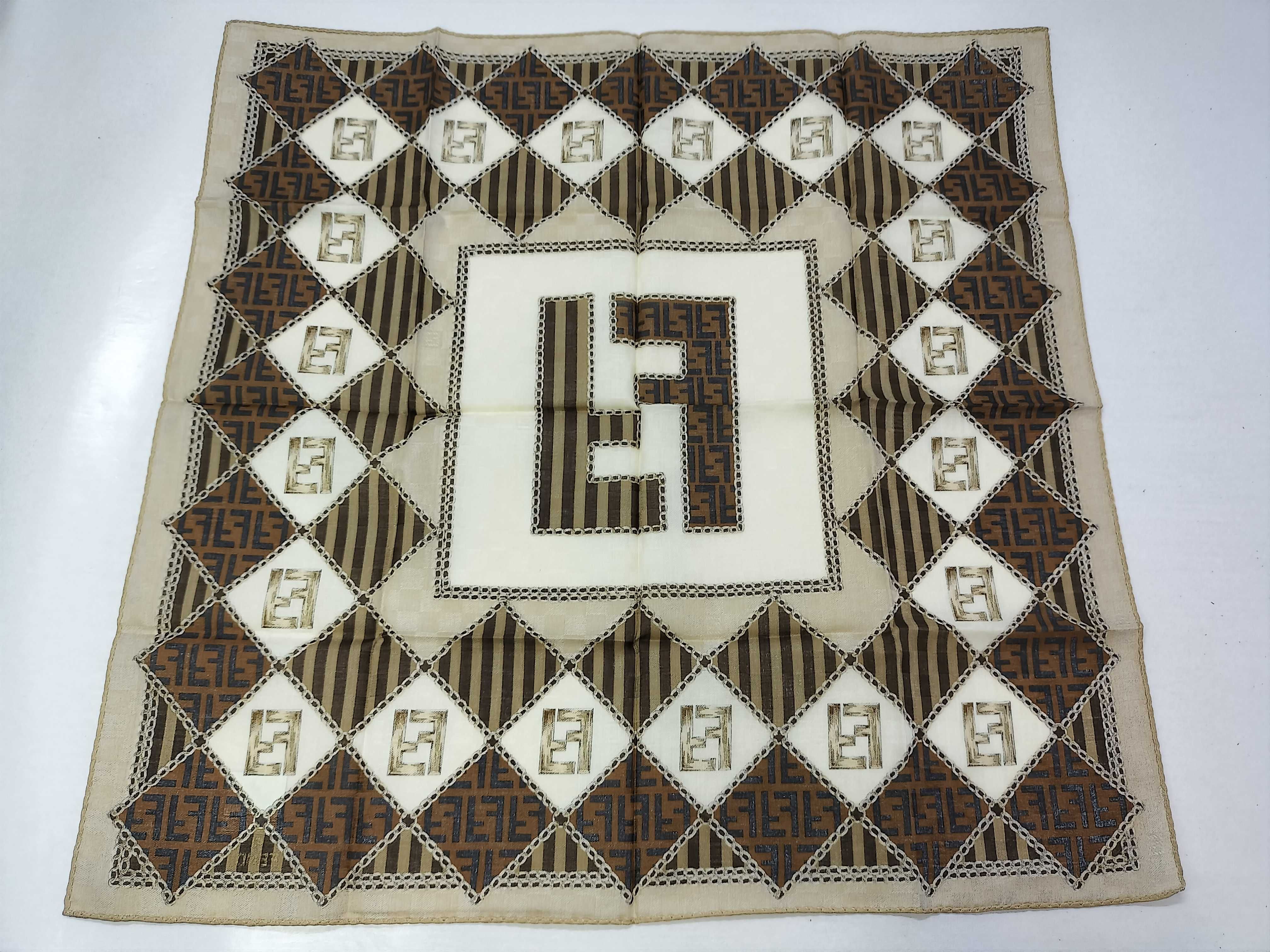 Fendi Zucca Print Cotton Handkerchief Scarf