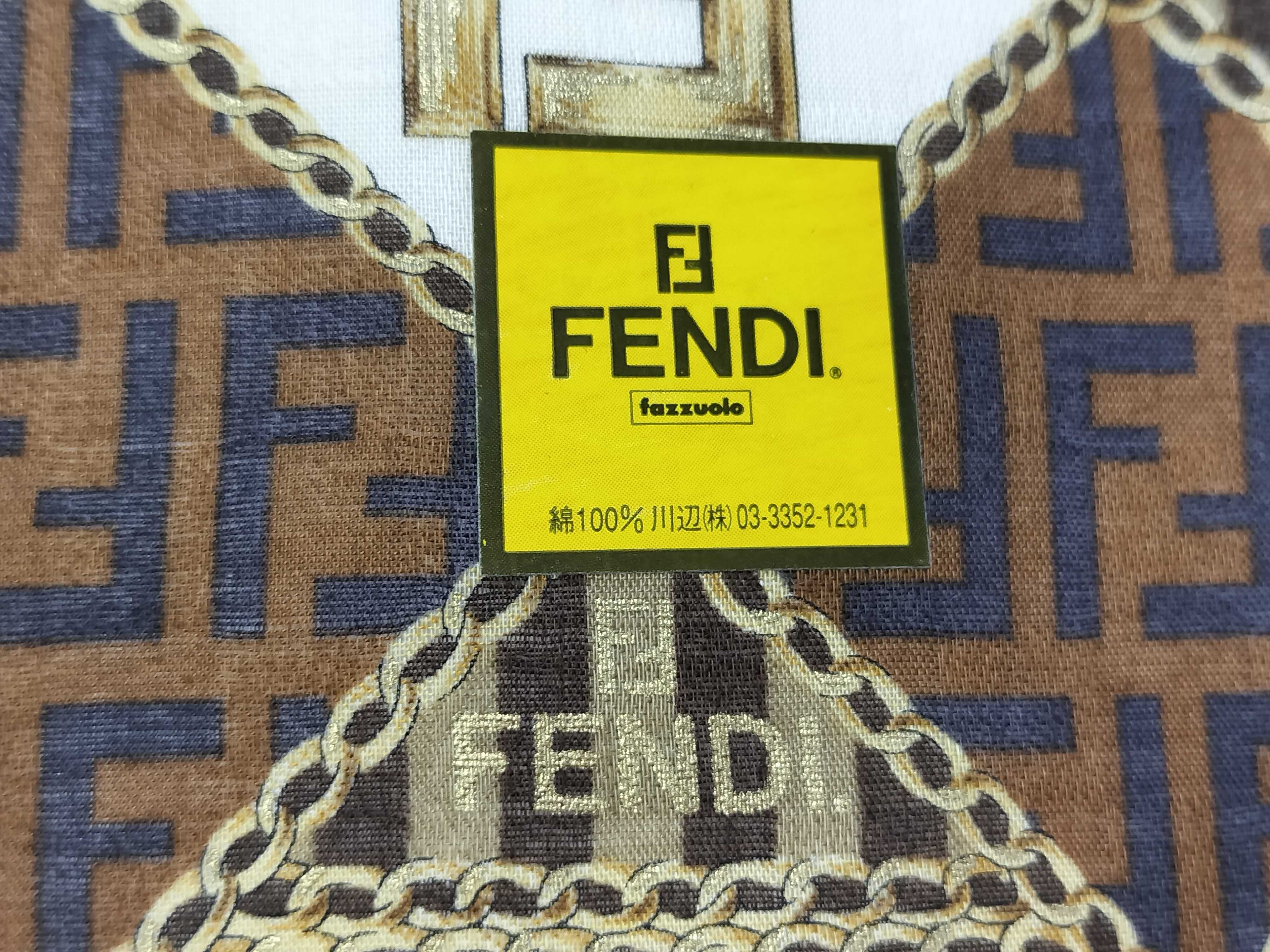 Fendi Zucca Print Cotton Handkerchief Scarf