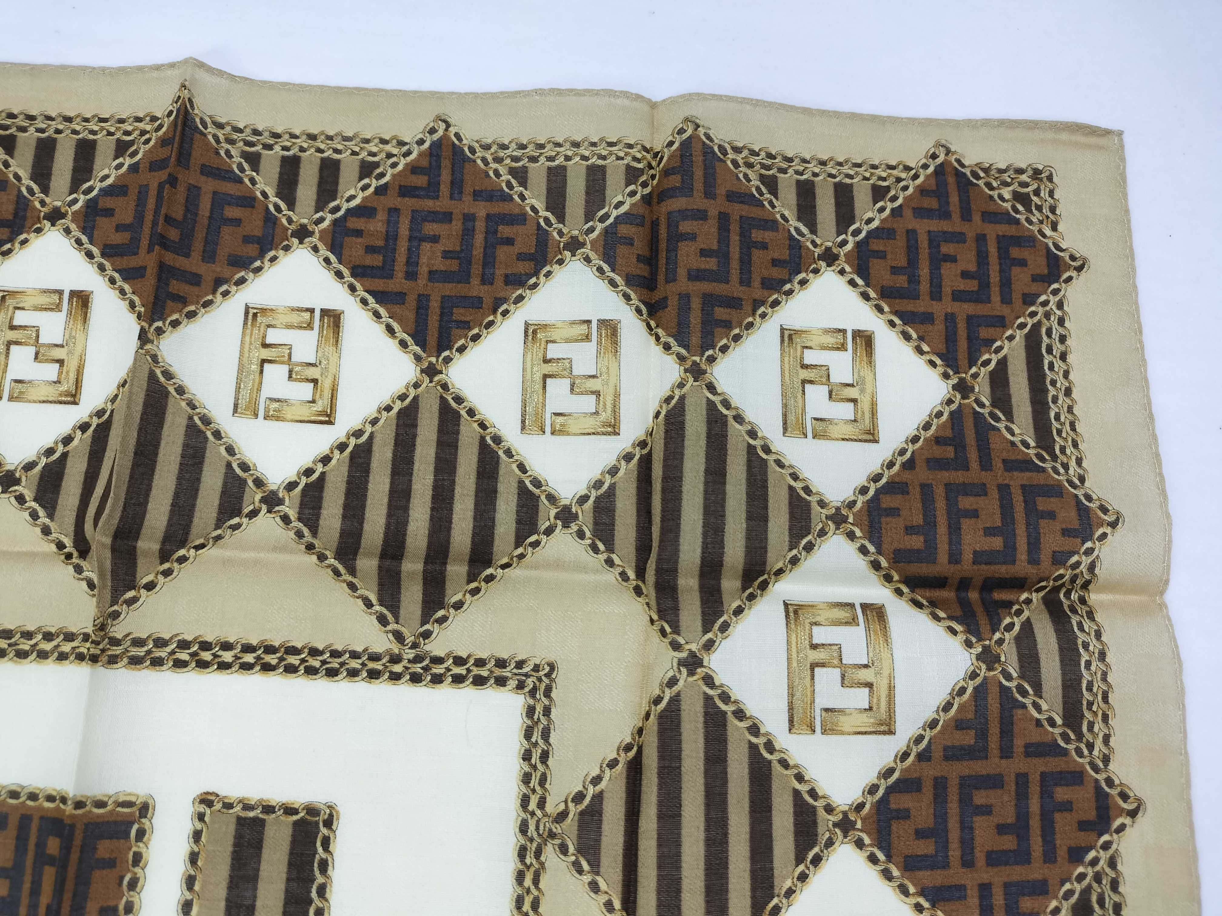 Fendi Zucca Print Cotton Handkerchief Scarf