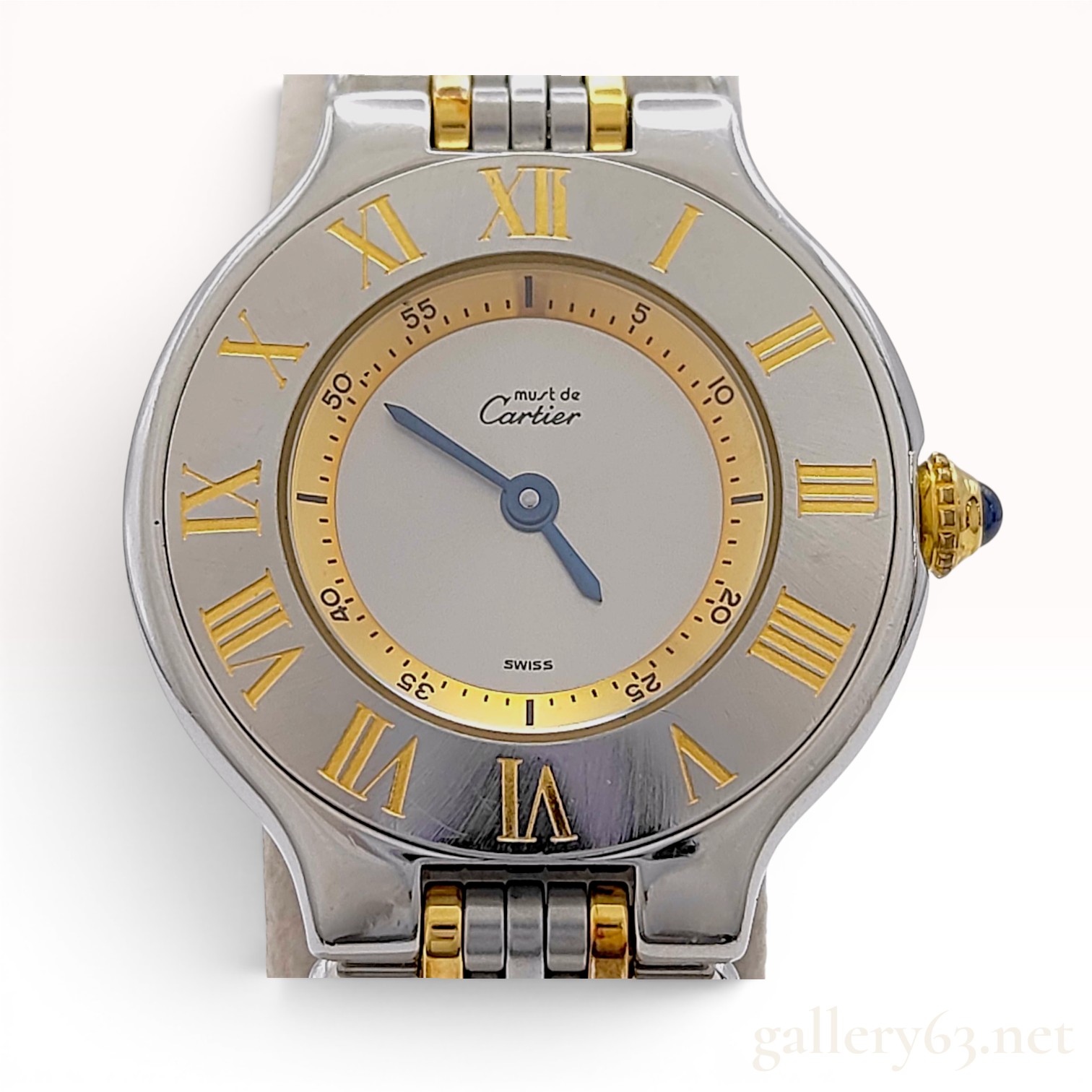 Must de Cartier 21 Reference 1340 Two Tone Stainless Steel Quartz Wristwatch