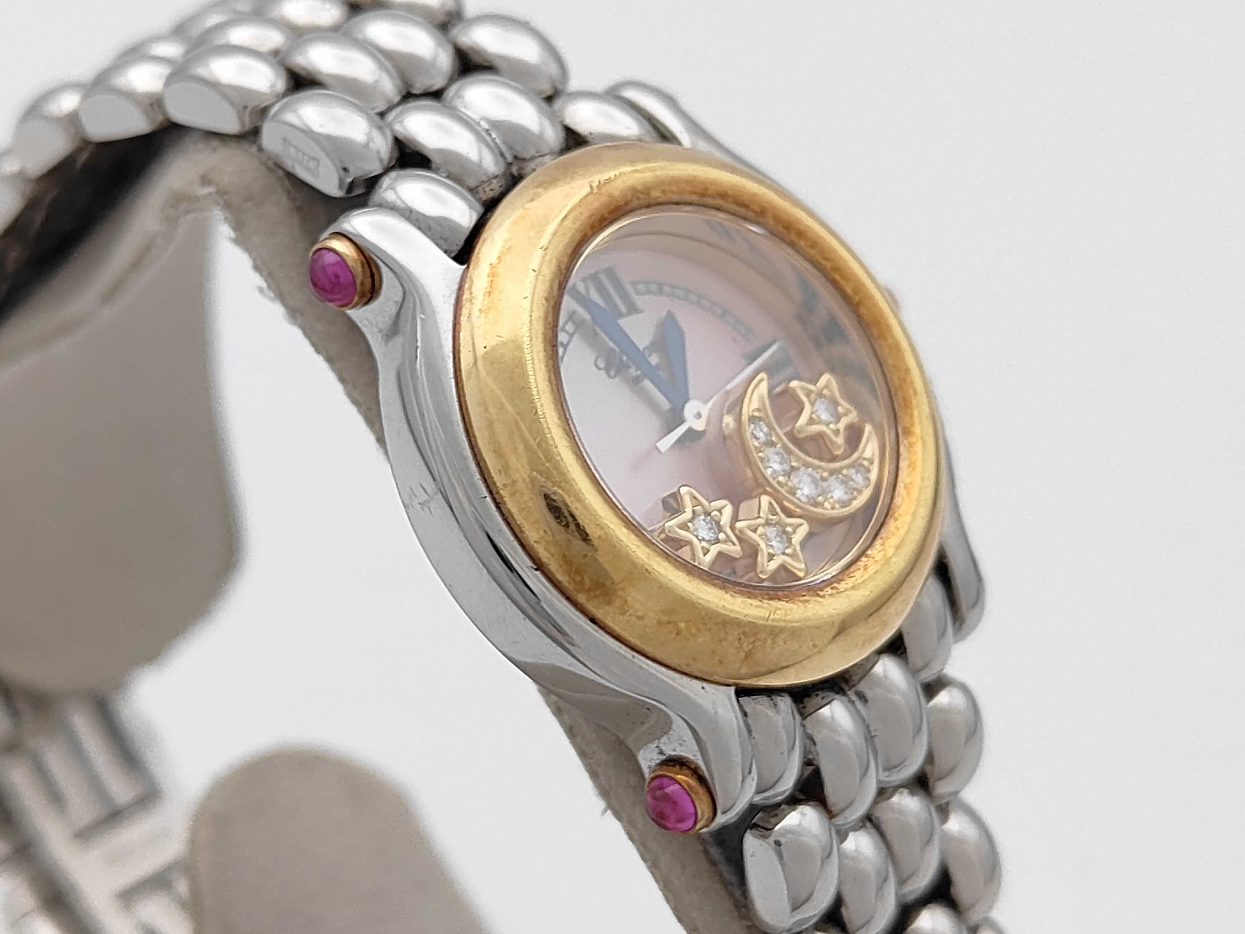 Chopard Happy Sport Moon and Stars 18K Yellow Gold/Stainless Ladies Wristwatch with box