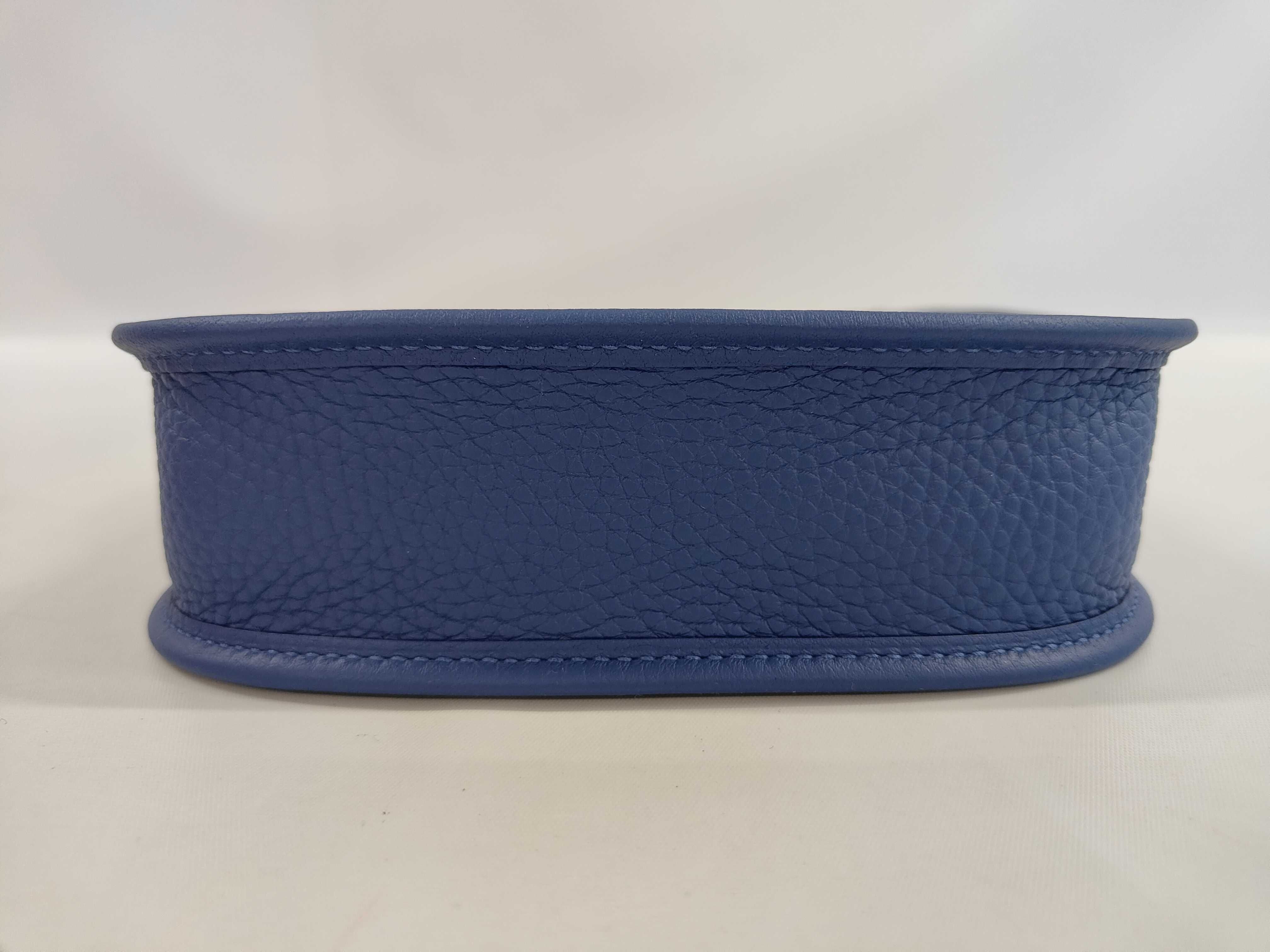 Hermes Evelyne 16 TPM Blue Taurillon Clemence Leather Crossbody Bag with Box