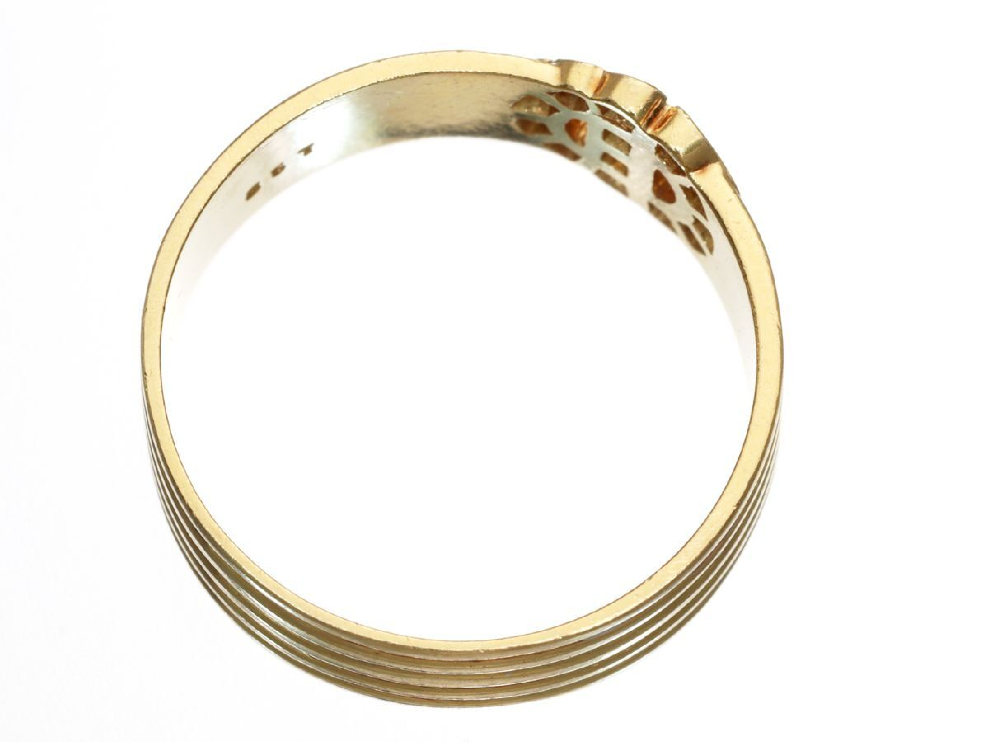 Christian Dior 18kt Yellow Gold and Diamond Logo Band Ring