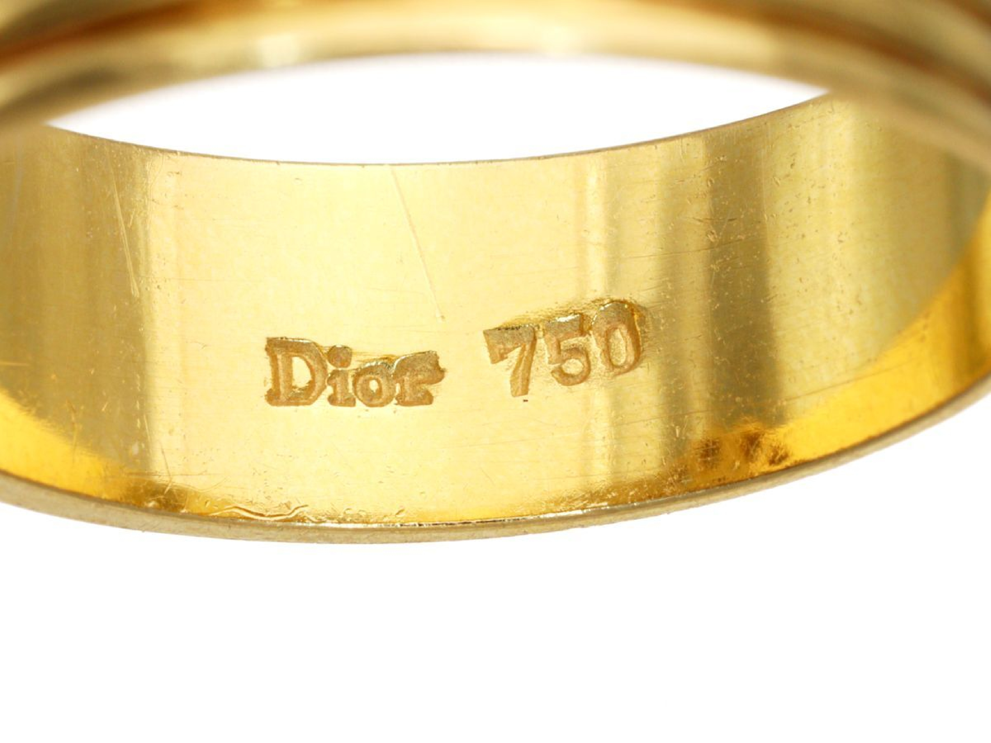 Christian Dior 18kt Yellow Gold and Diamond Logo Band Ring