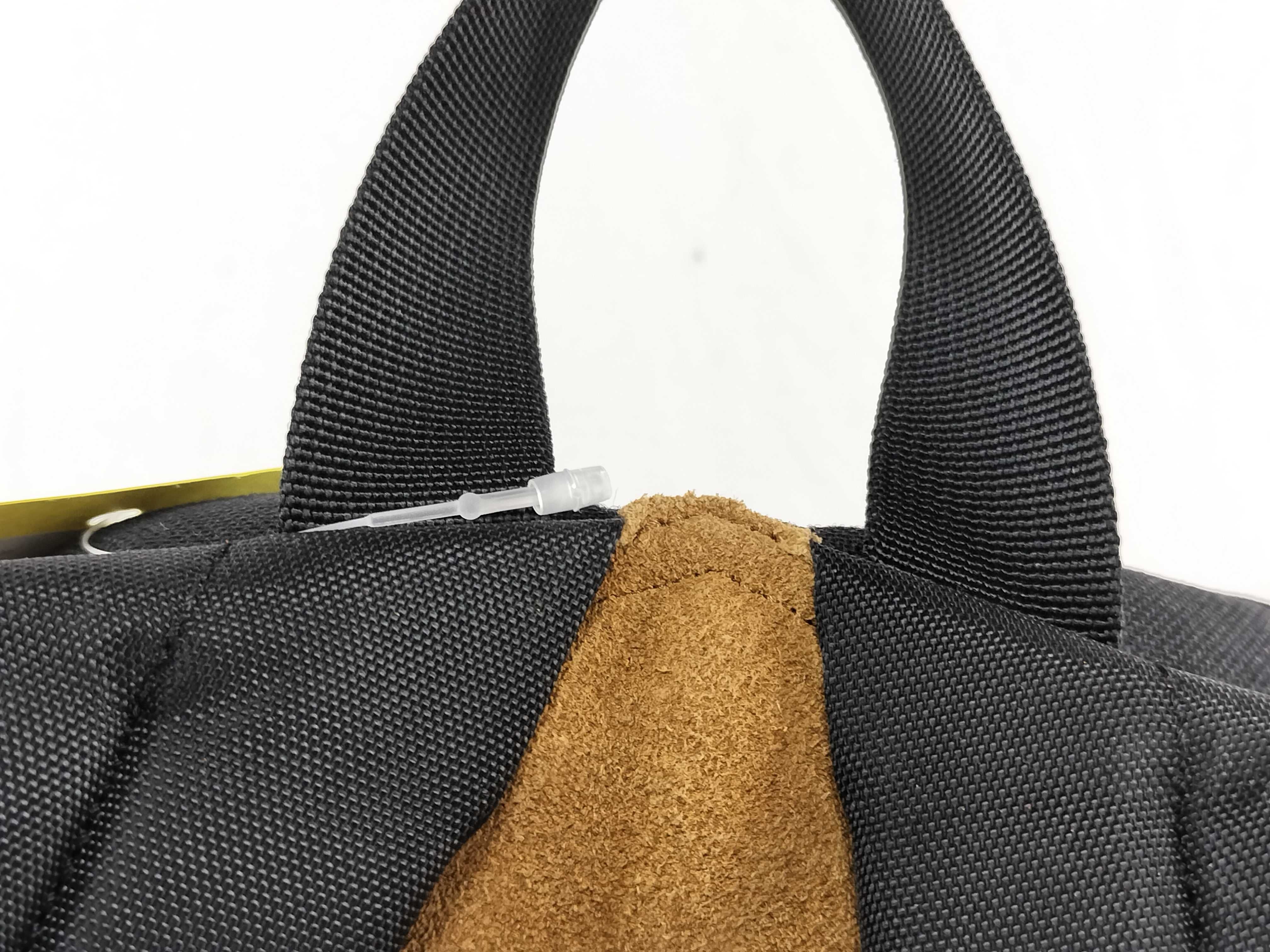 Herve Chapelier Black Woven Backpack with Tan Suede Leather Accent