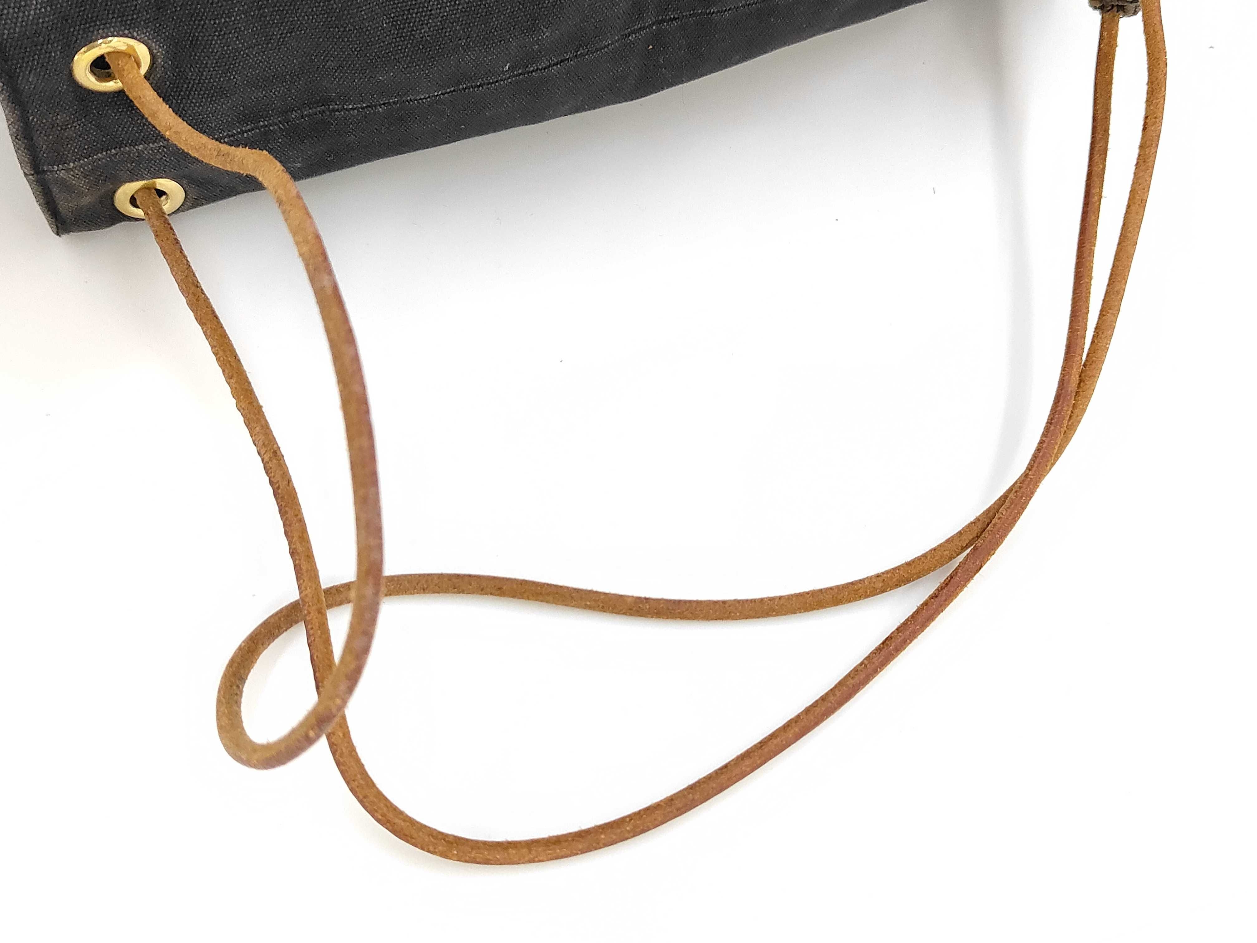 Hermes Black Canvas Polochon Mimile Drawstring Backpack