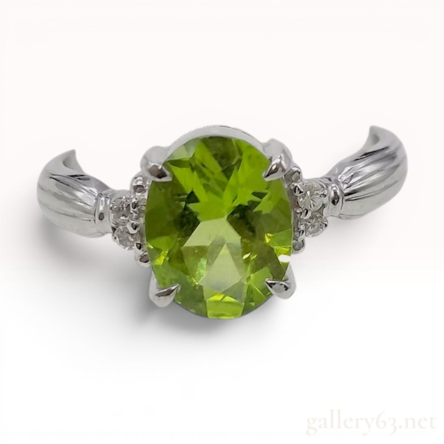 Peridot and Diamond Platinum Cocktail Ring
