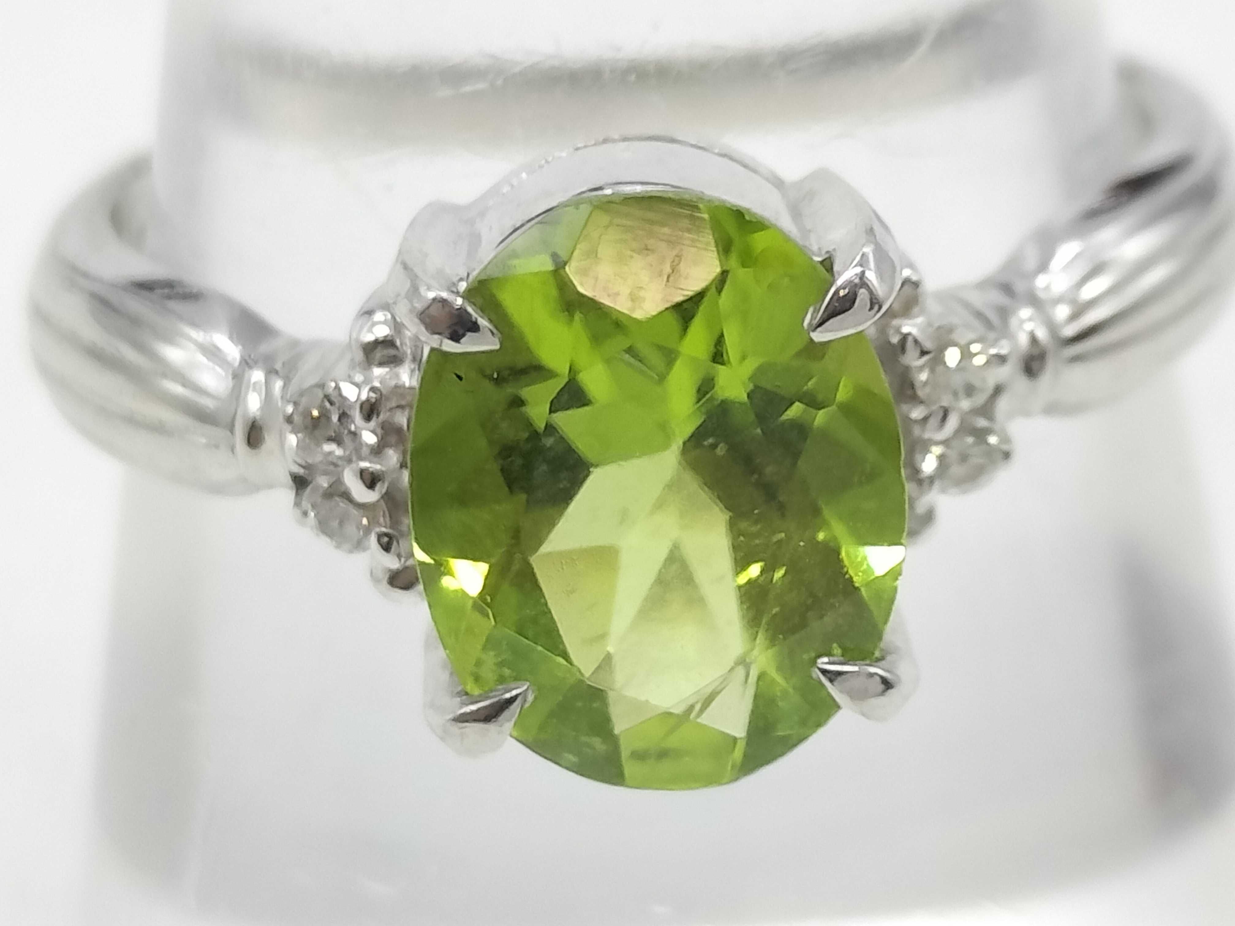 Peridot and Diamond Platinum Cocktail Ring