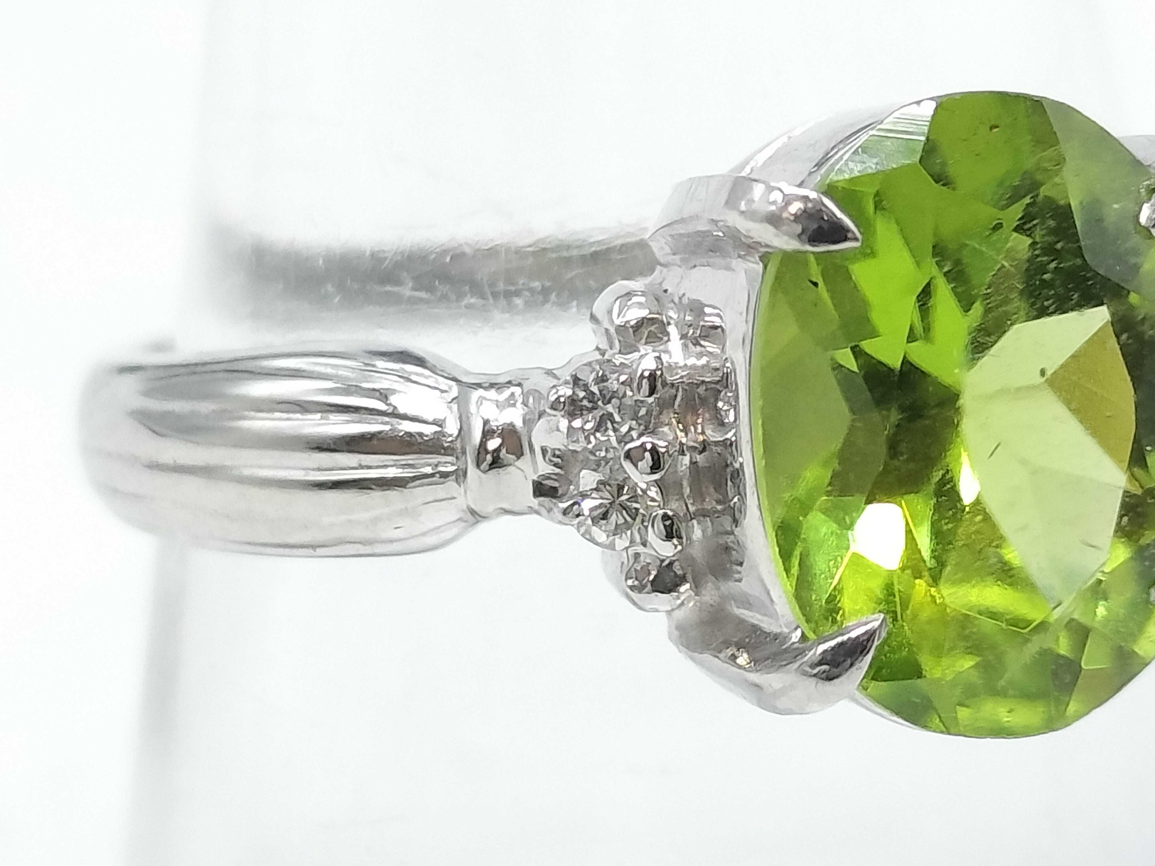 Peridot and Diamond Platinum Cocktail Ring