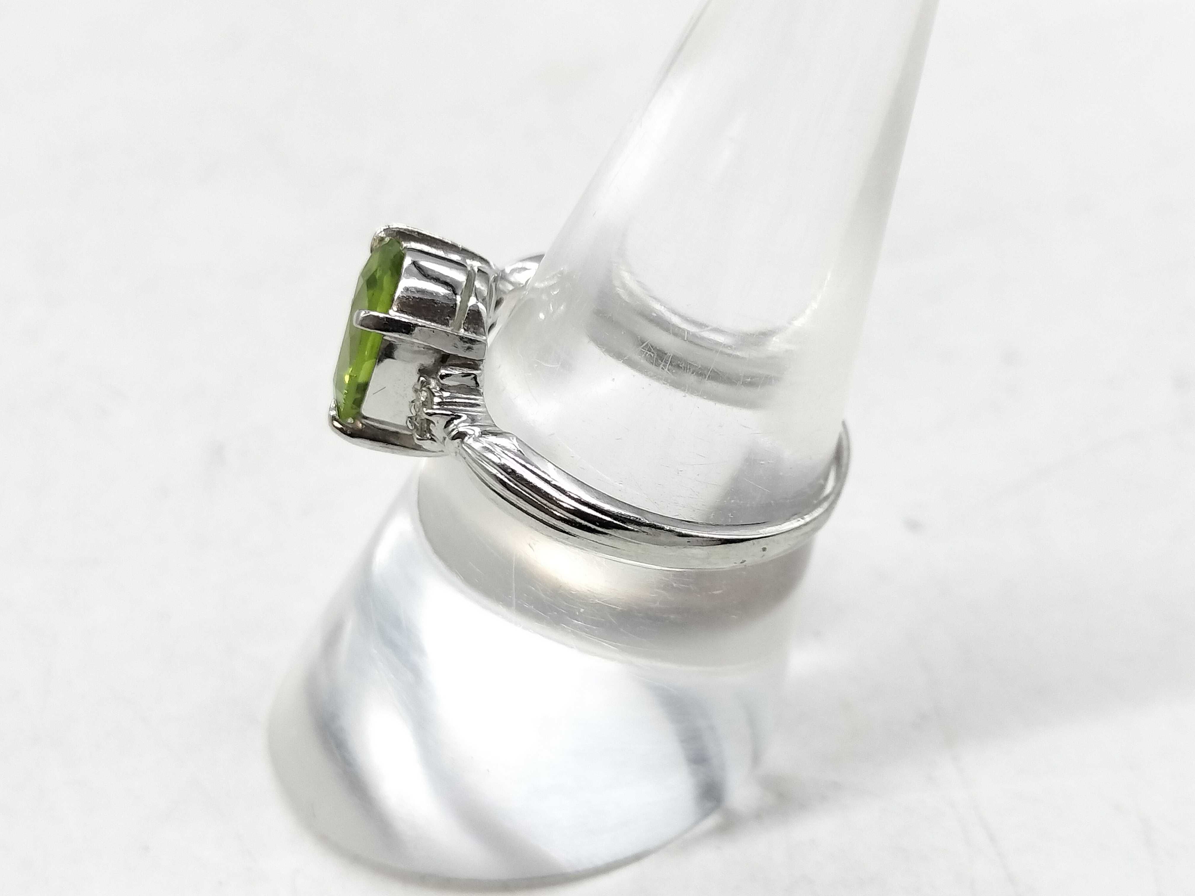 Peridot and Diamond Platinum Cocktail Ring