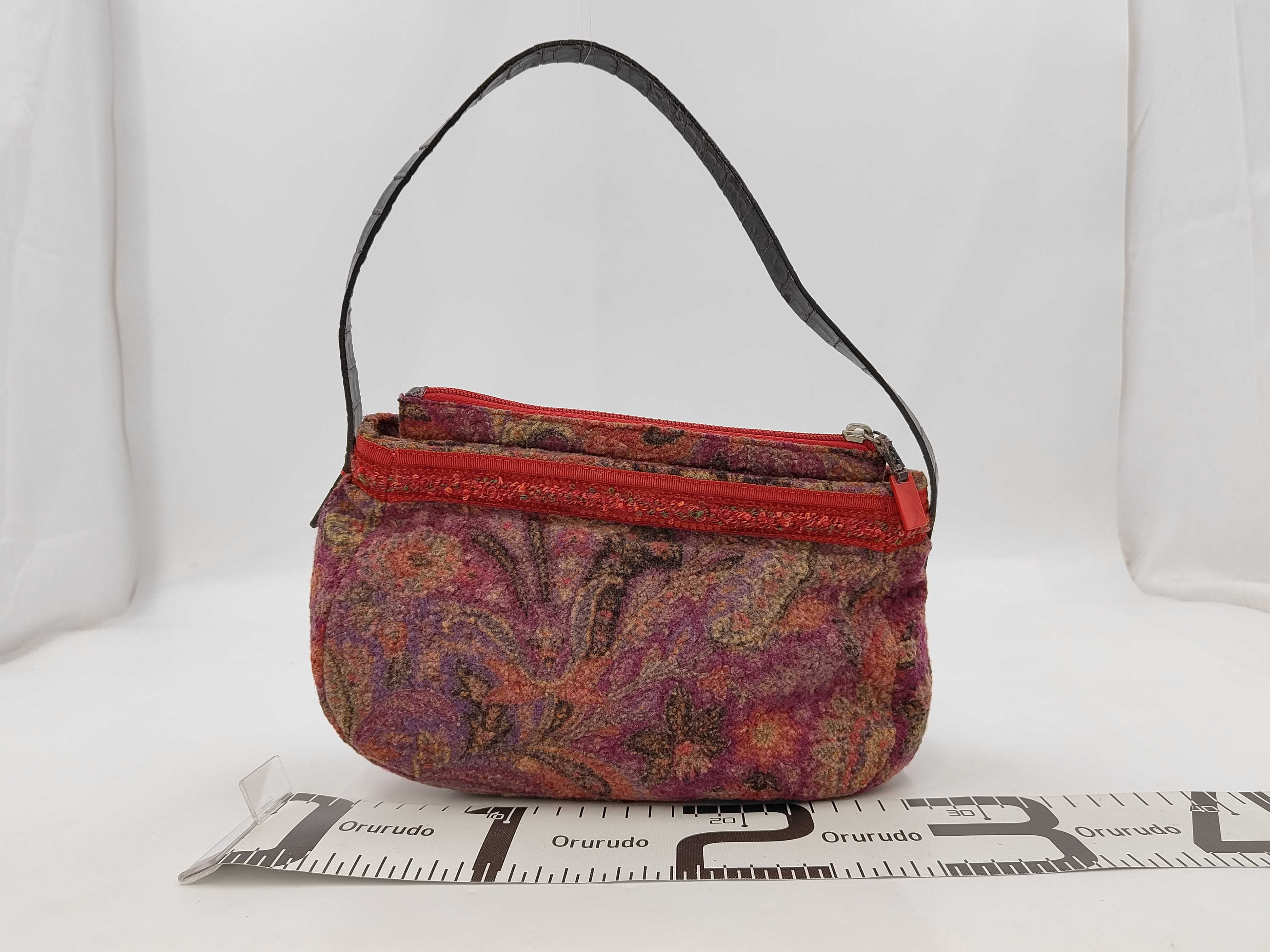Etro Multicolored Paisley Pattern Wool Shoulder Bag
