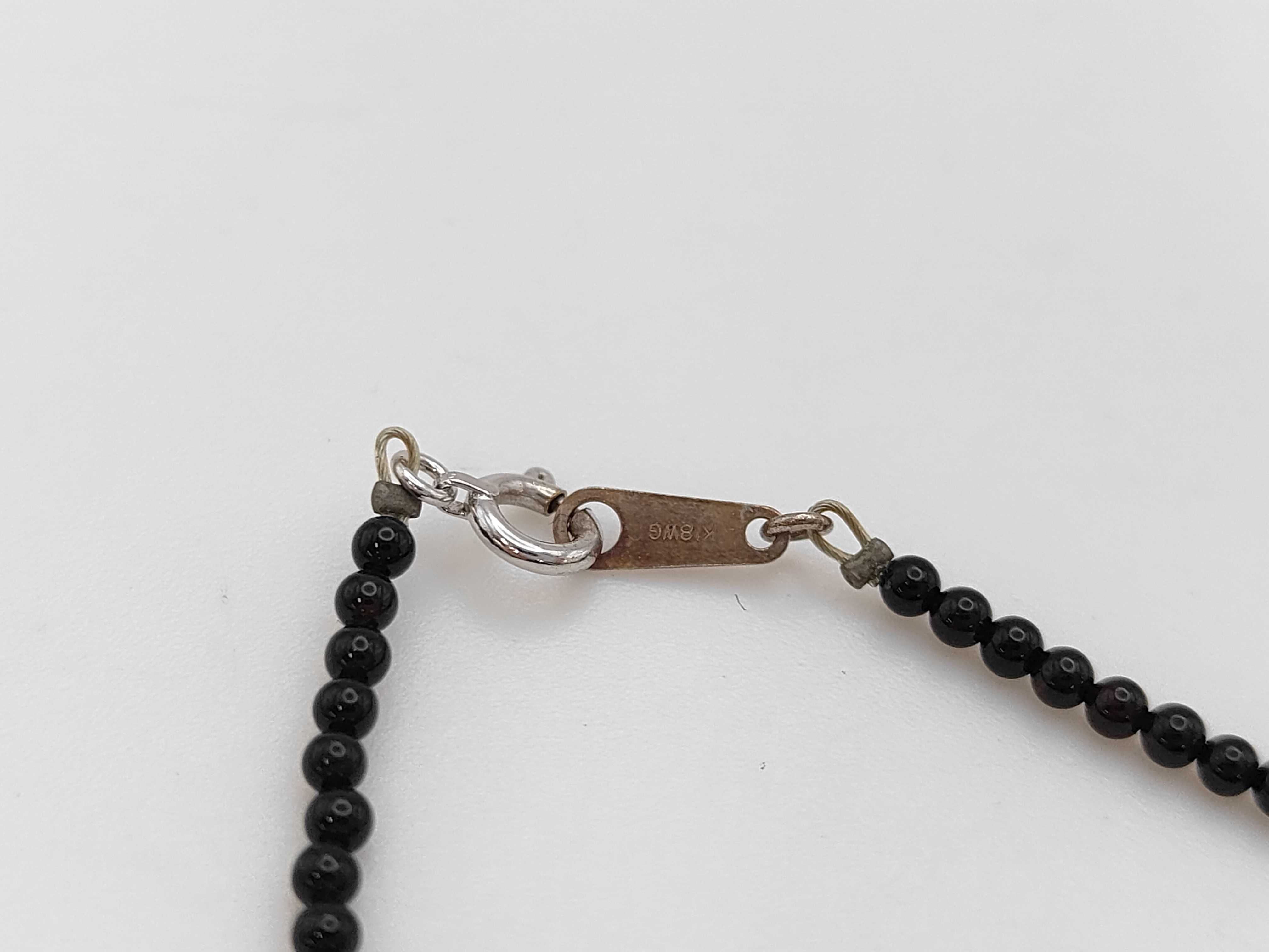 18K White Gold Abalone Heart and Baroque Pearl Cross Bead Necklace