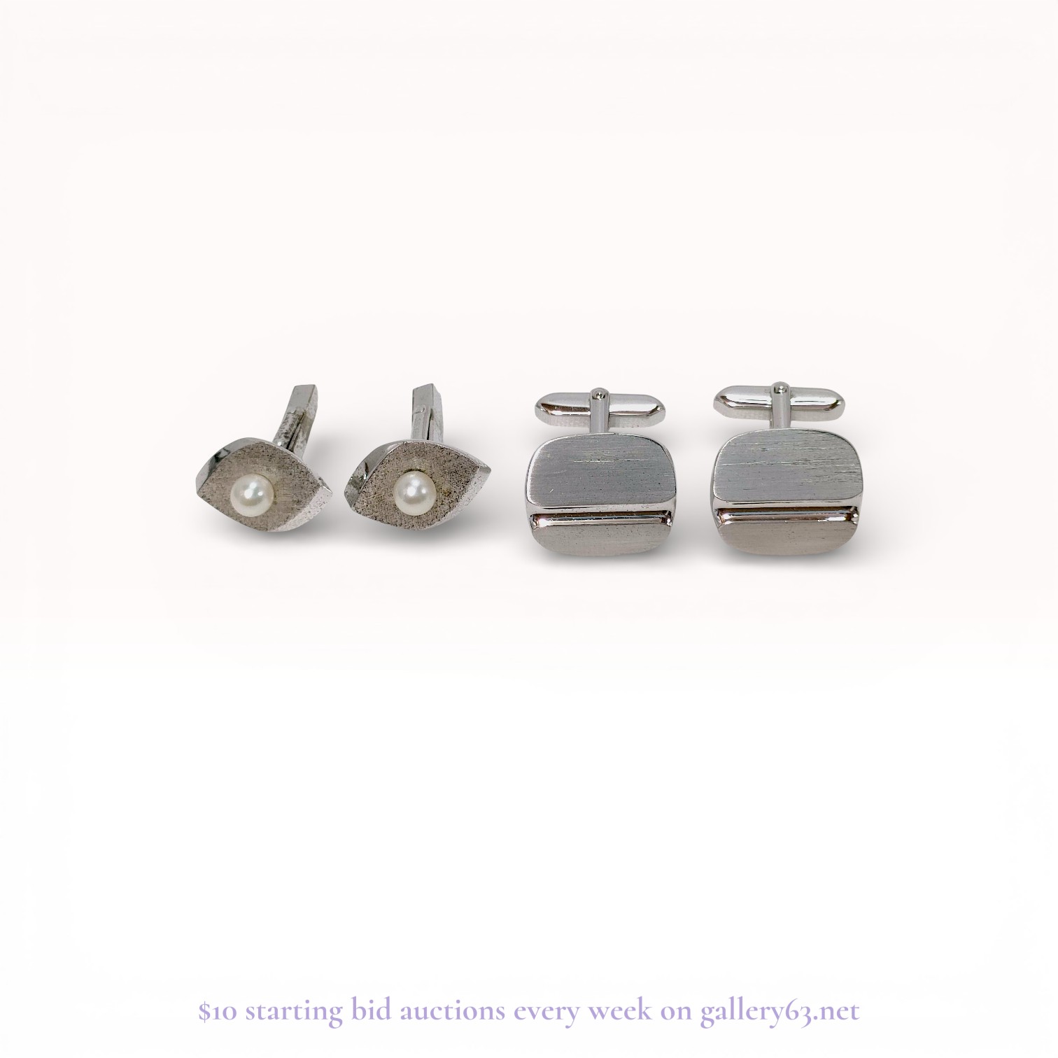 Two Pairs of Mid-Century Modern Toggle-Back Cufflinks