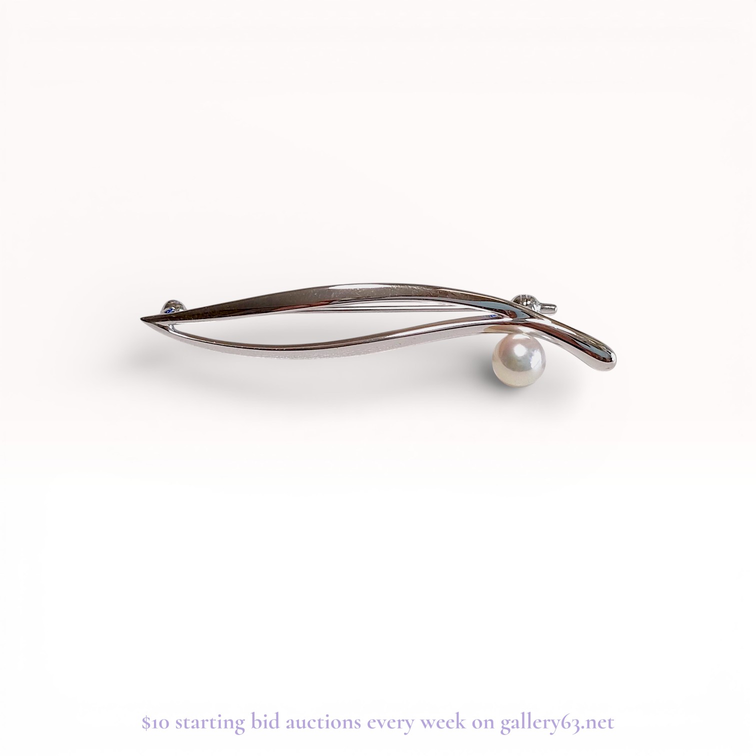 Mikimoto 6mm Pearl Sterling Silver Brooch Estate