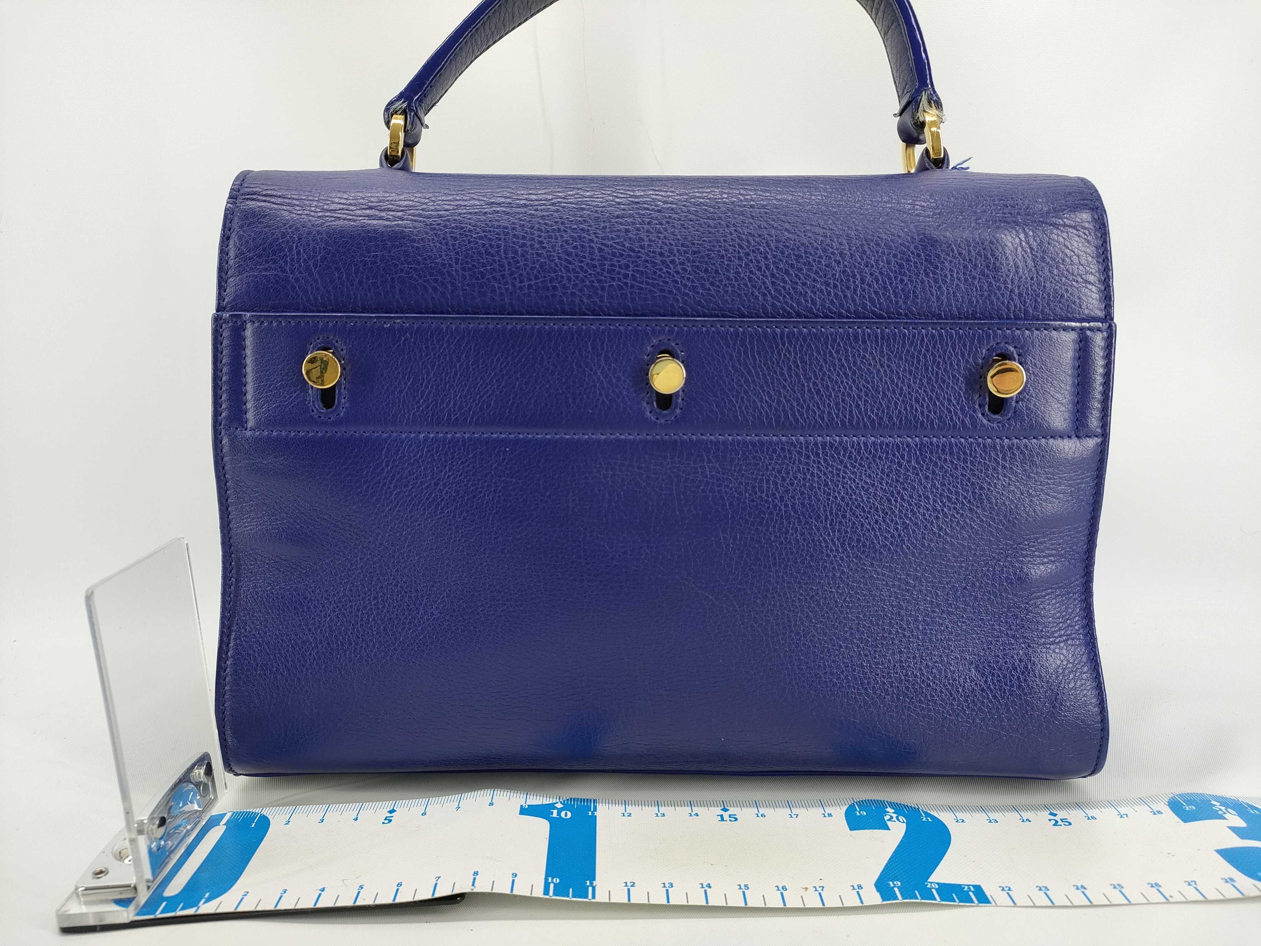 Saint Laurent Paris Muse Two Top Handle Bag in Cobalt Blue Leather