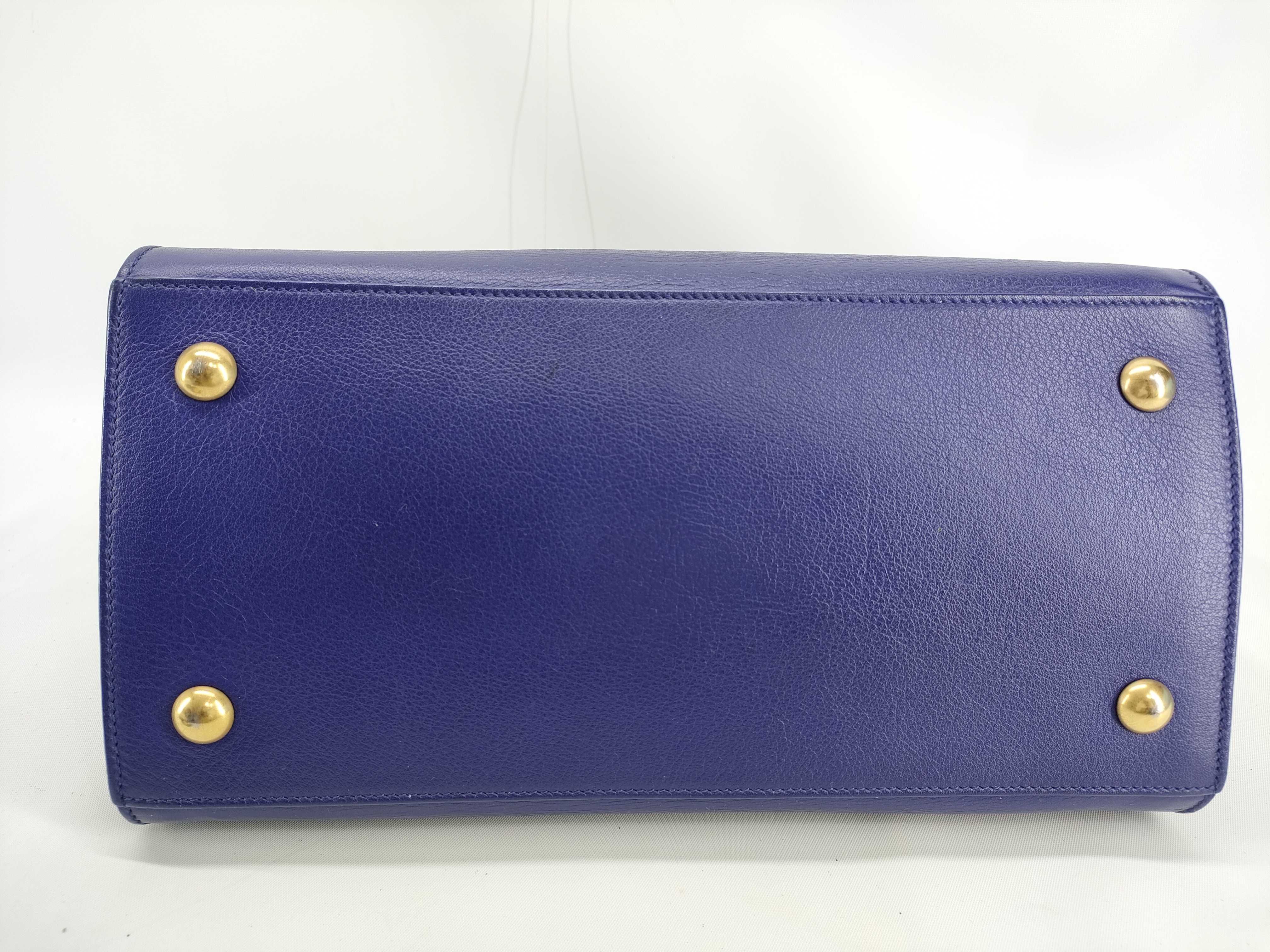Saint Laurent Paris Muse Two Top Handle Bag in Cobalt Blue Leather