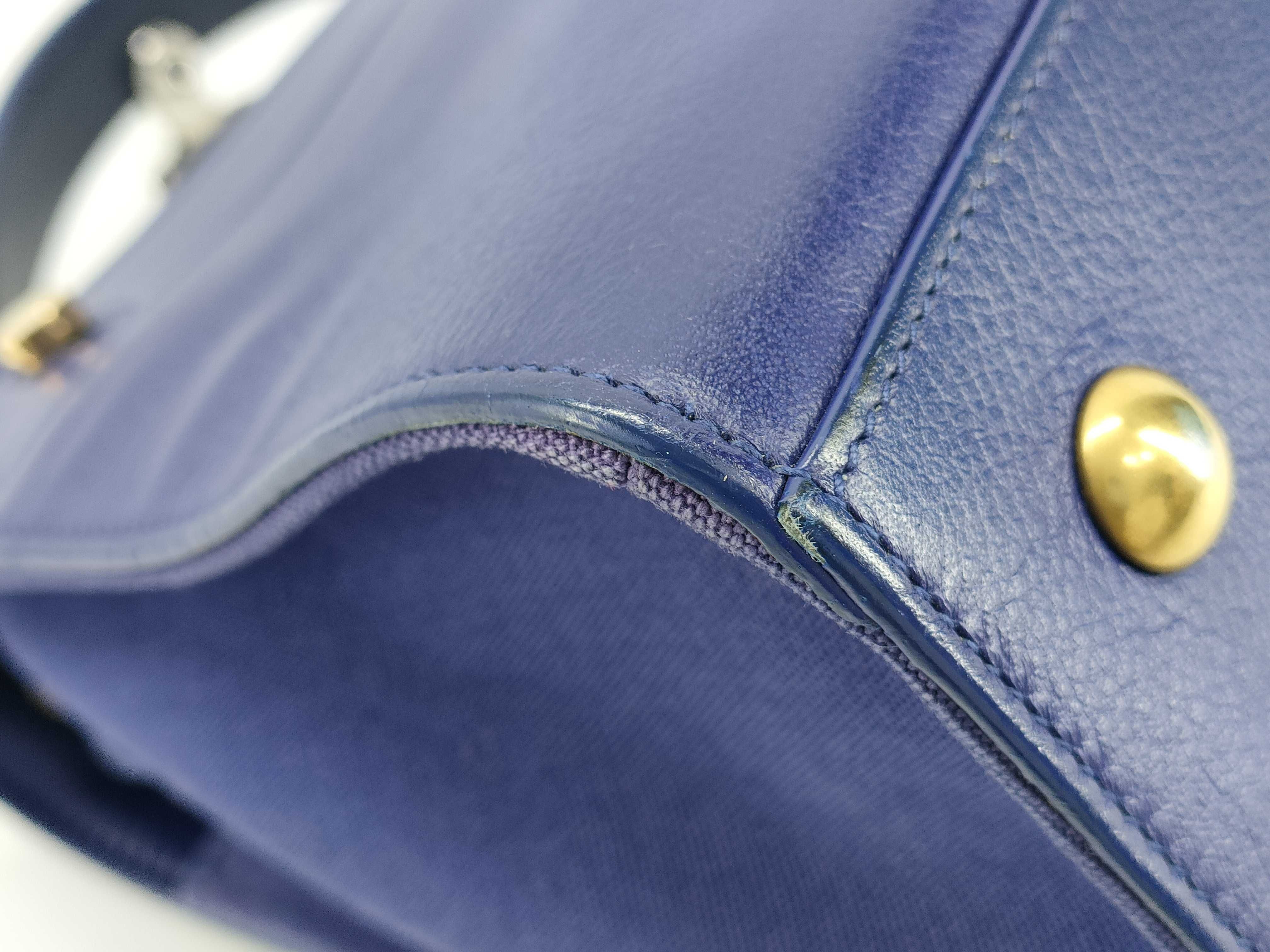 Saint Laurent Paris Muse Two Top Handle Bag in Cobalt Blue Leather