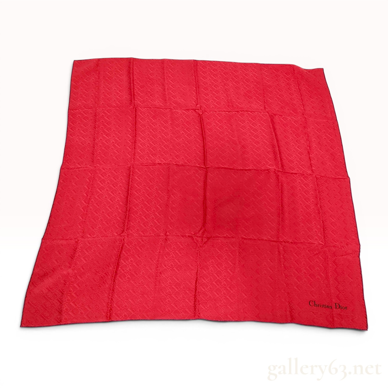 Christian Dior Red Monogram Silk Jacquard Scarf