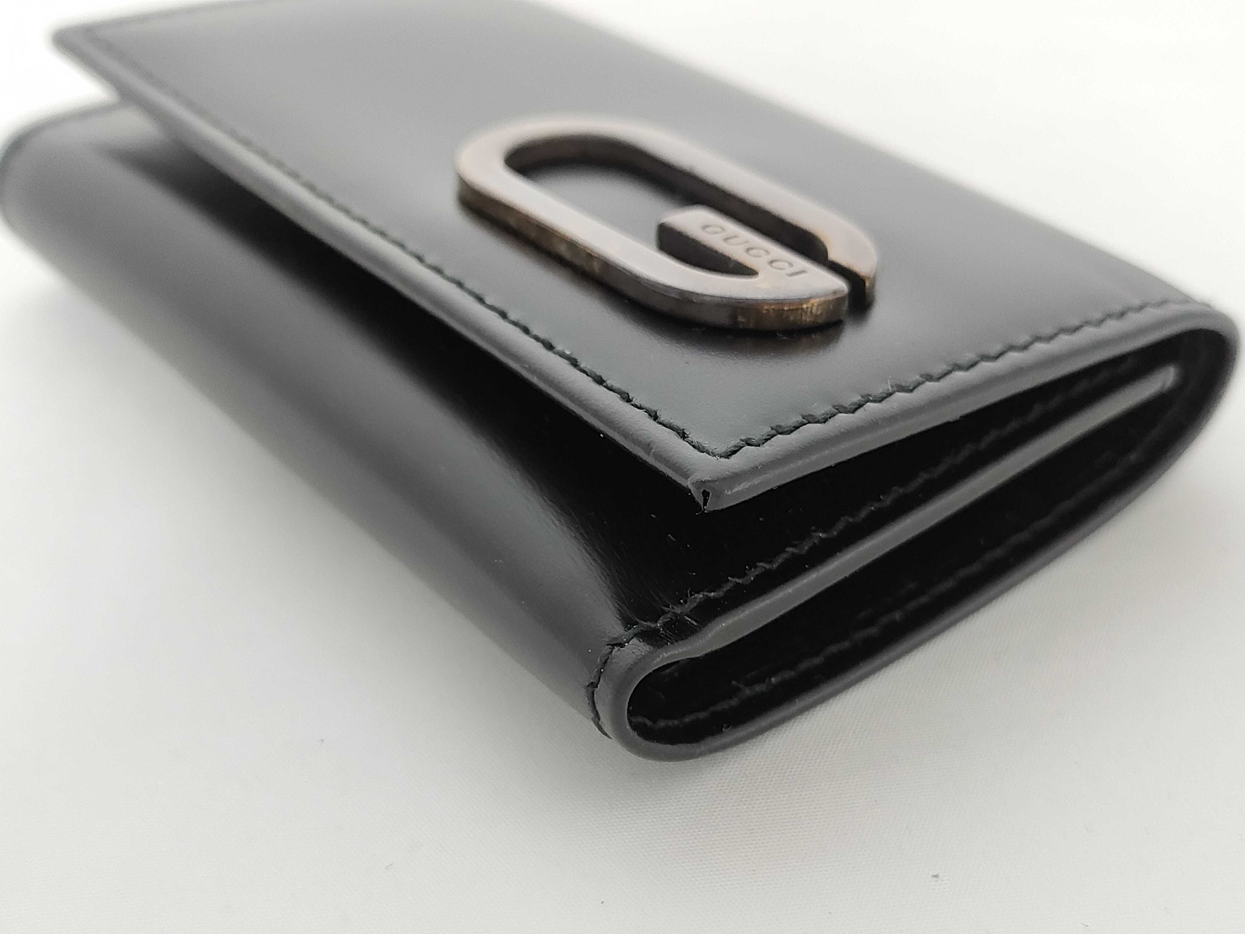 Gucci Black Leather Key Case with Interlocking G Hardware - Excellent Condition
