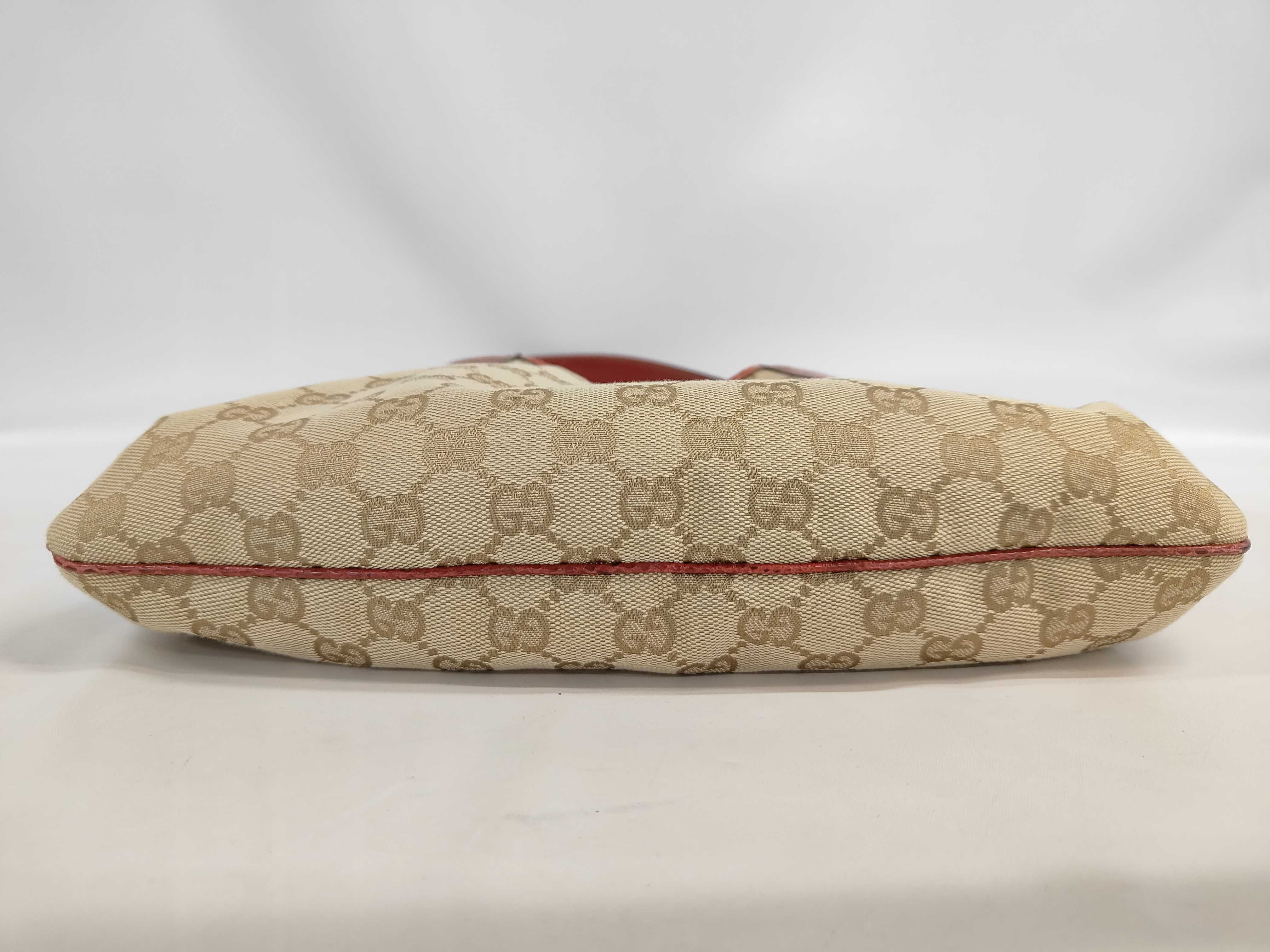Vintage Gucci GG Canvas Trophy Shoulder Bag with Python Trim