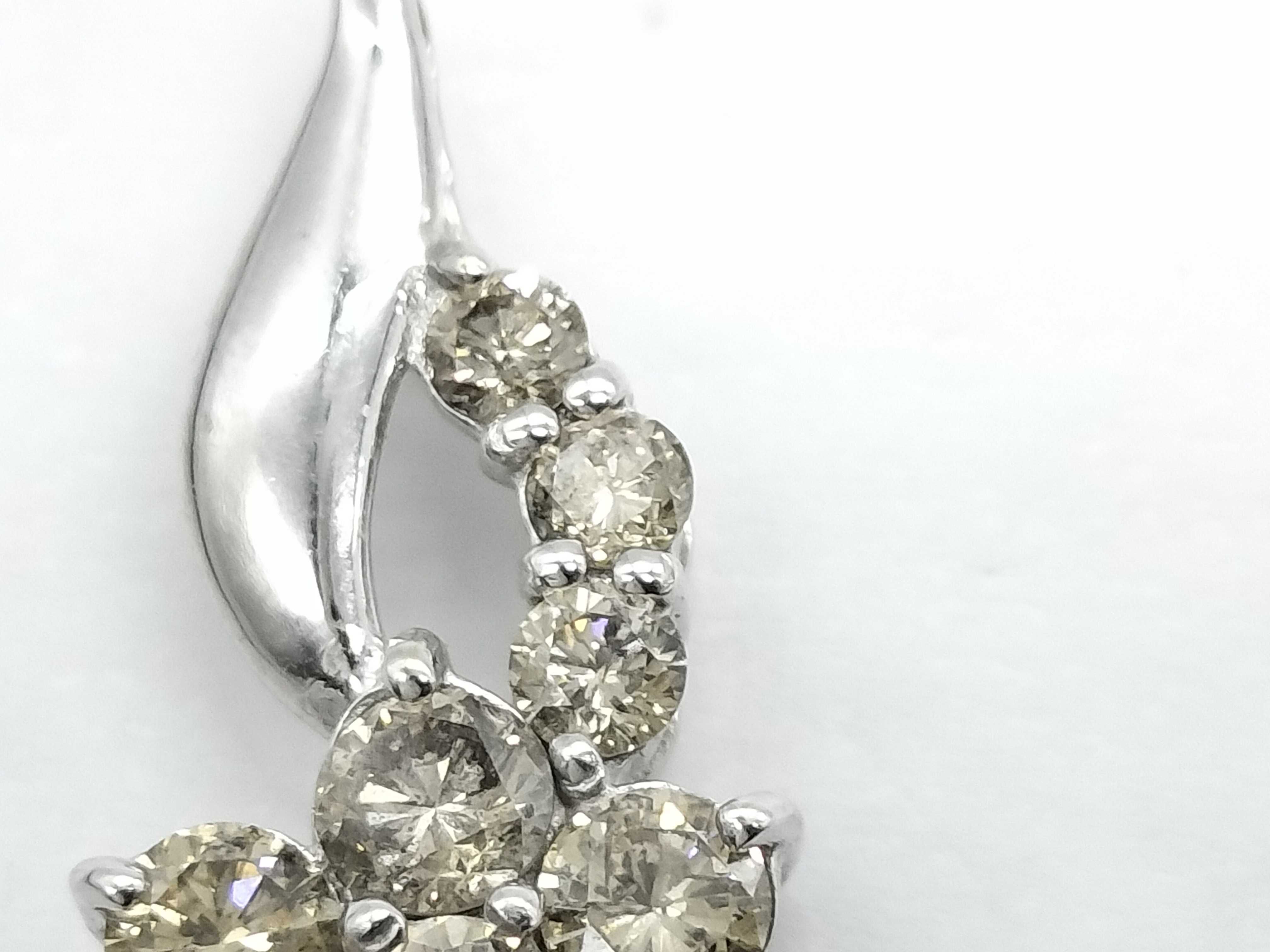 1.50ct Natural Champagne Diamond and 18K White Gold Flower Cluster Pendant