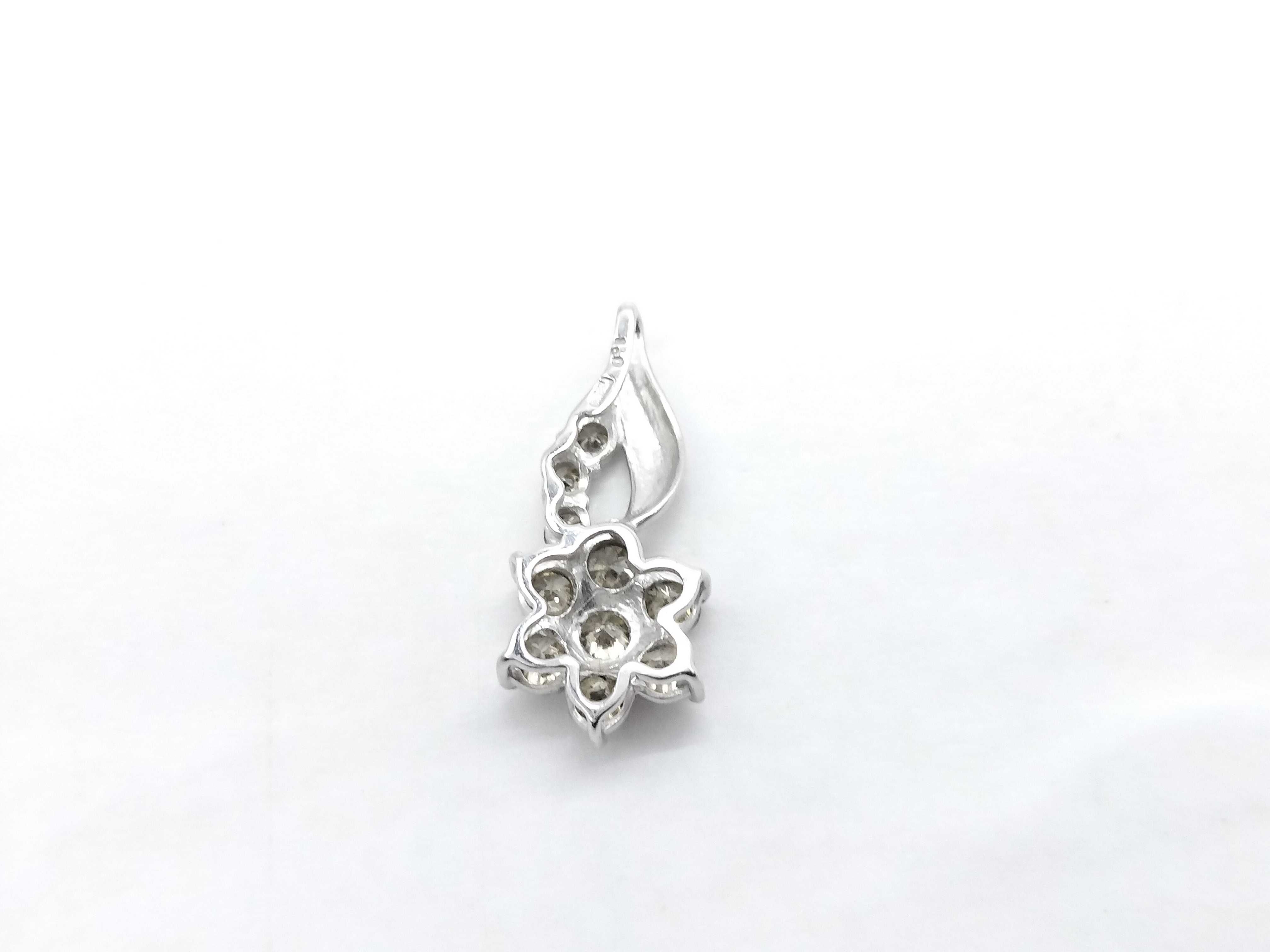 1.50ct Natural Champagne Diamond and 18K White Gold Flower Cluster Pendant