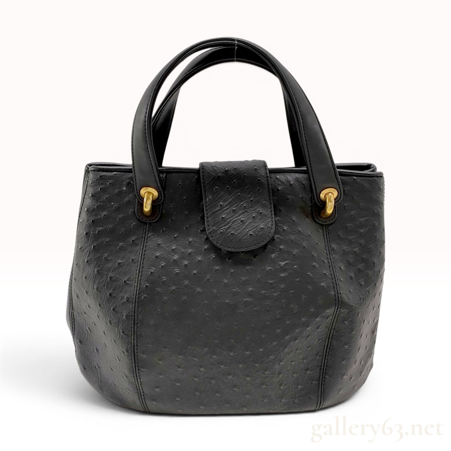Genuine Black Ostrich Leather Handbag