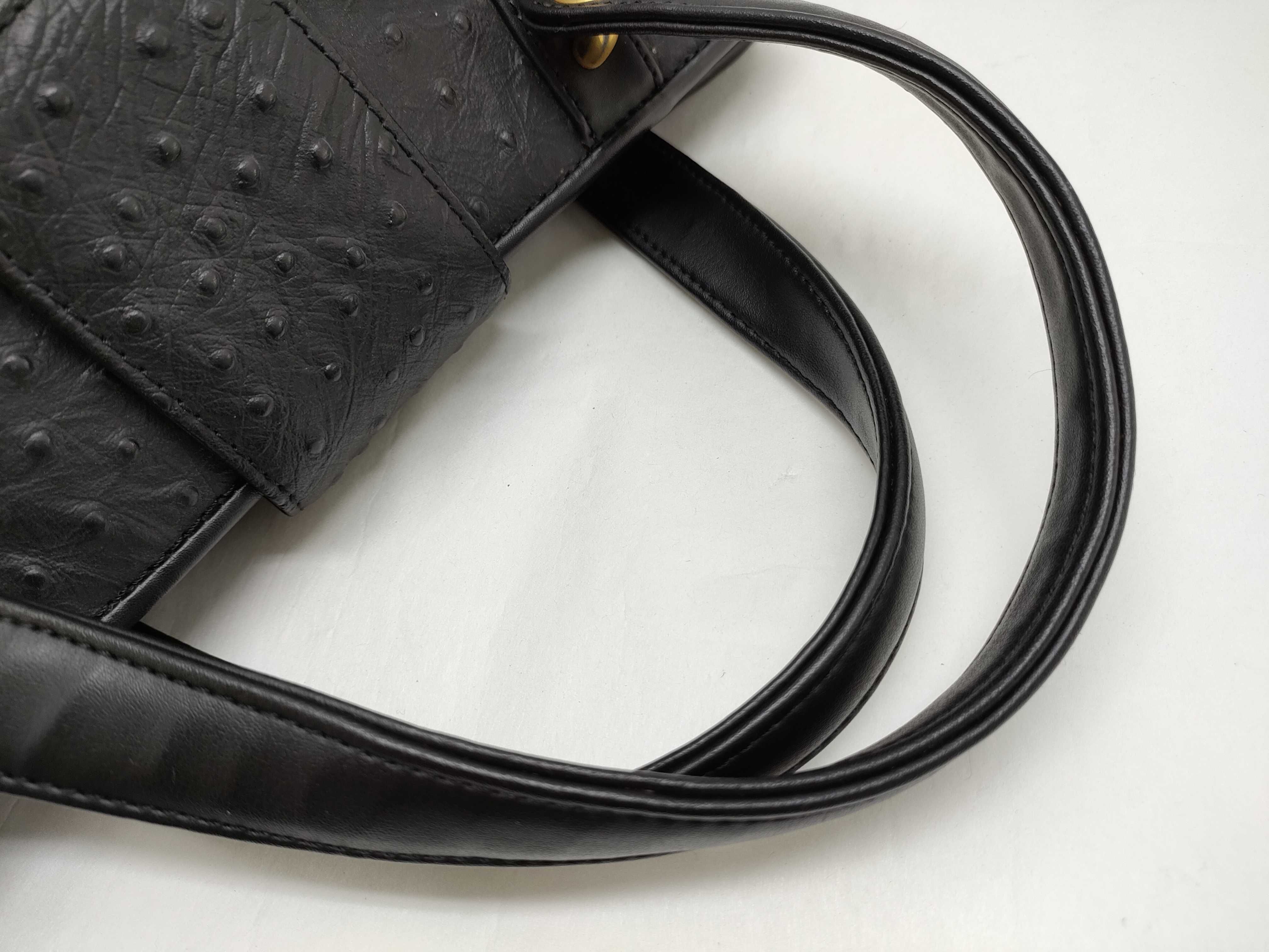 Genuine Black Ostrich Leather Handbag