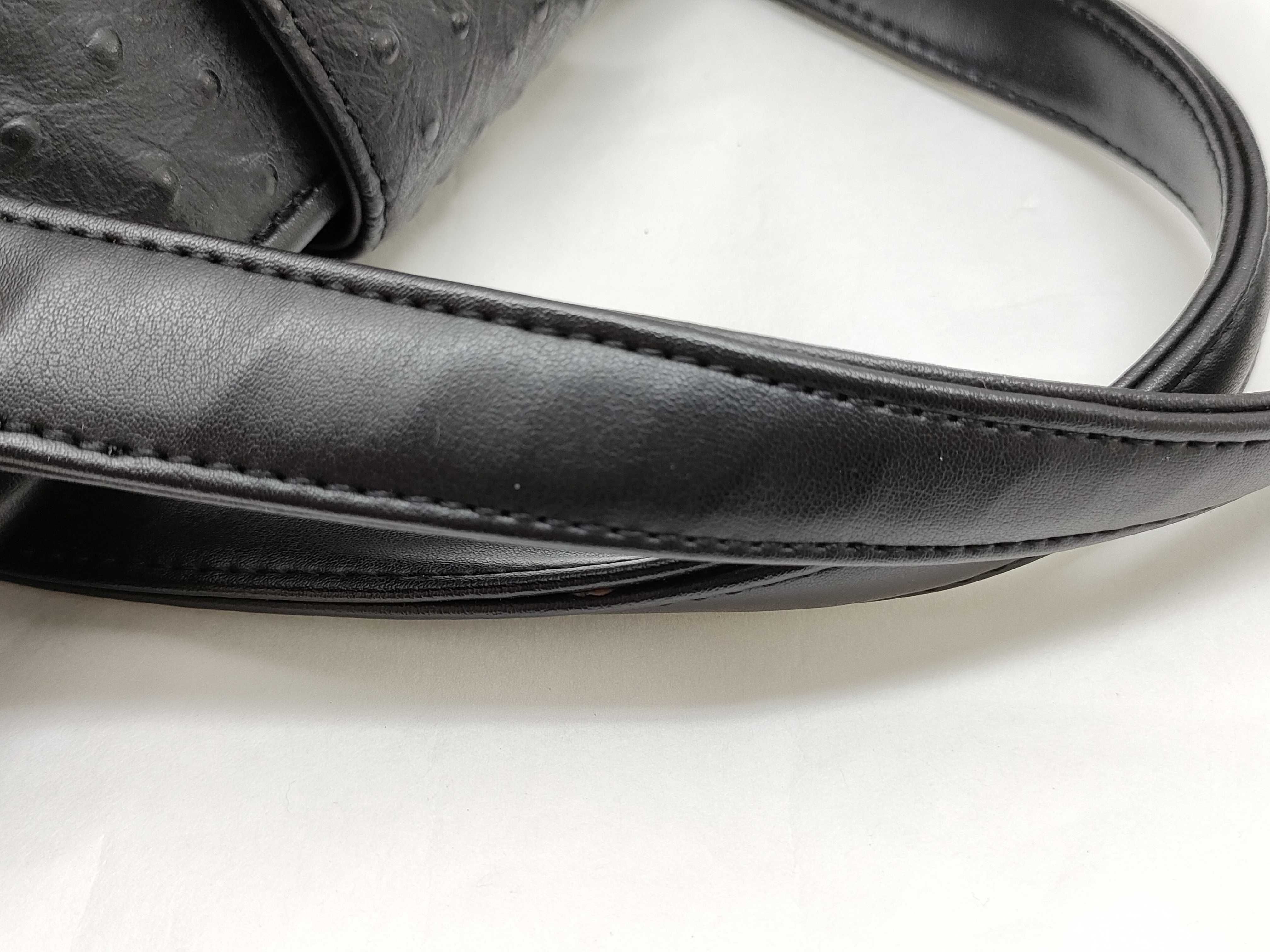 Genuine Black Ostrich Leather Handbag