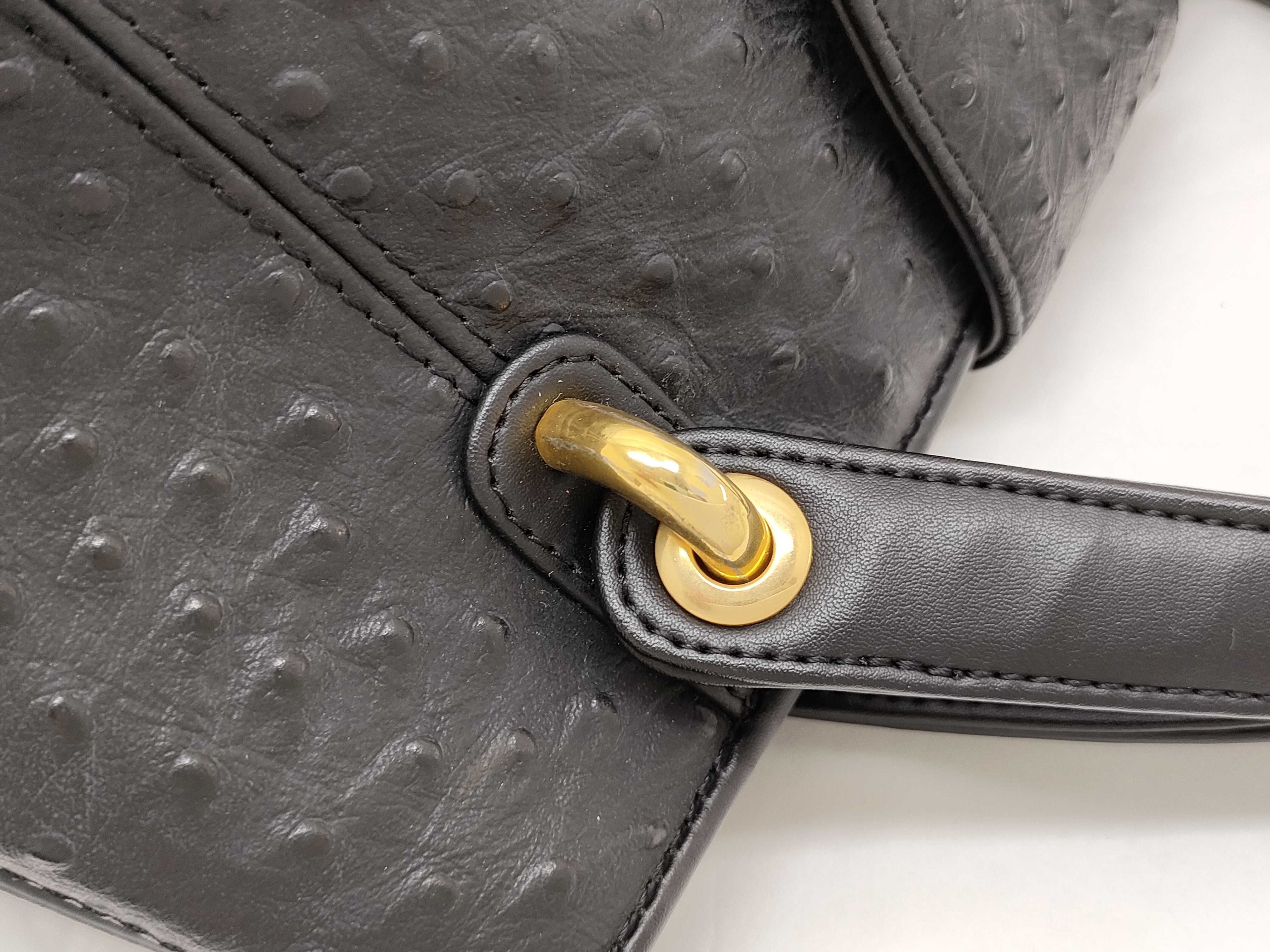 Genuine Black Ostrich Leather Handbag