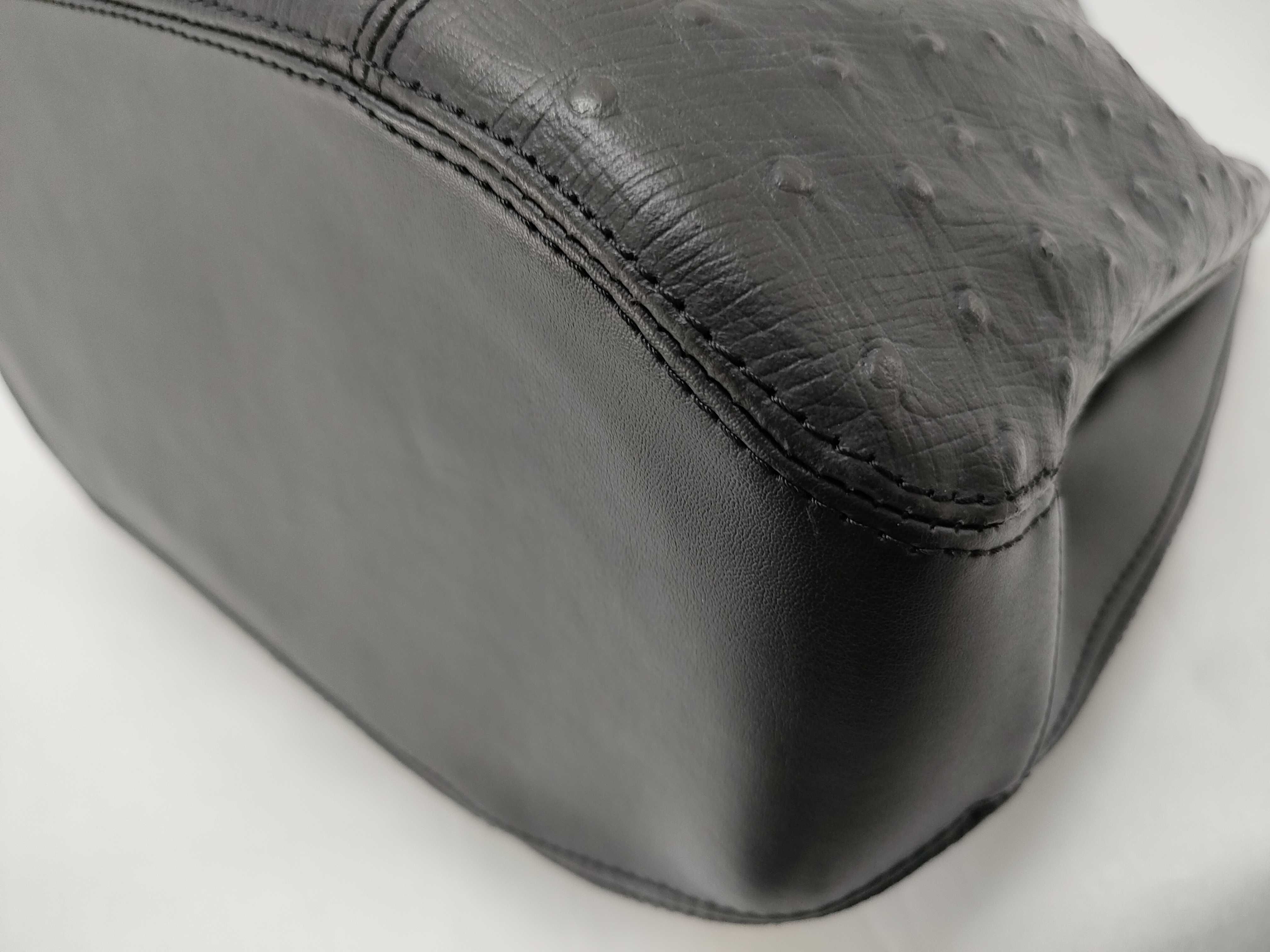 Genuine Black Ostrich Leather Handbag