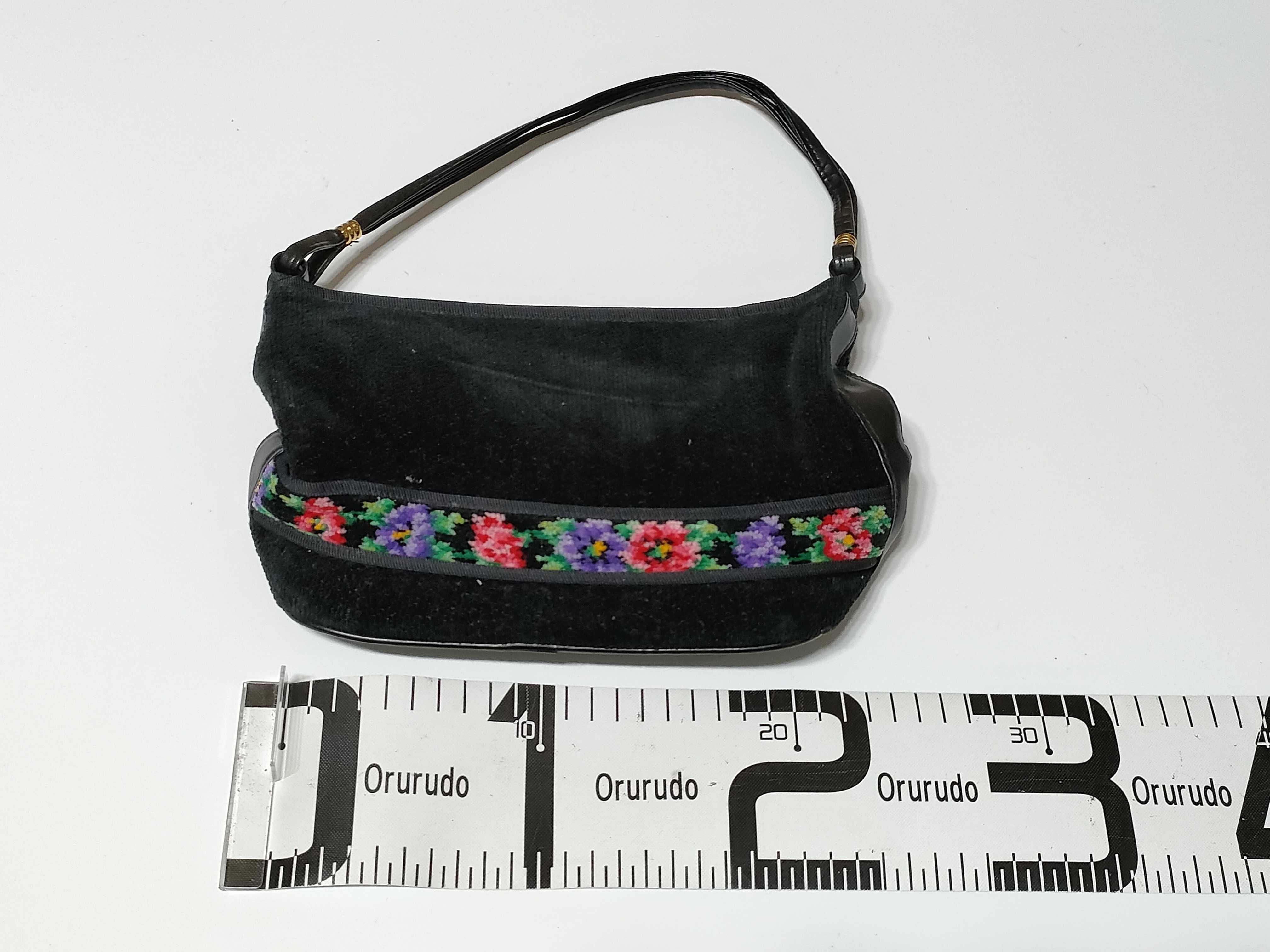Feiler Chenille Floral Baguette-Style Shoulder Bag