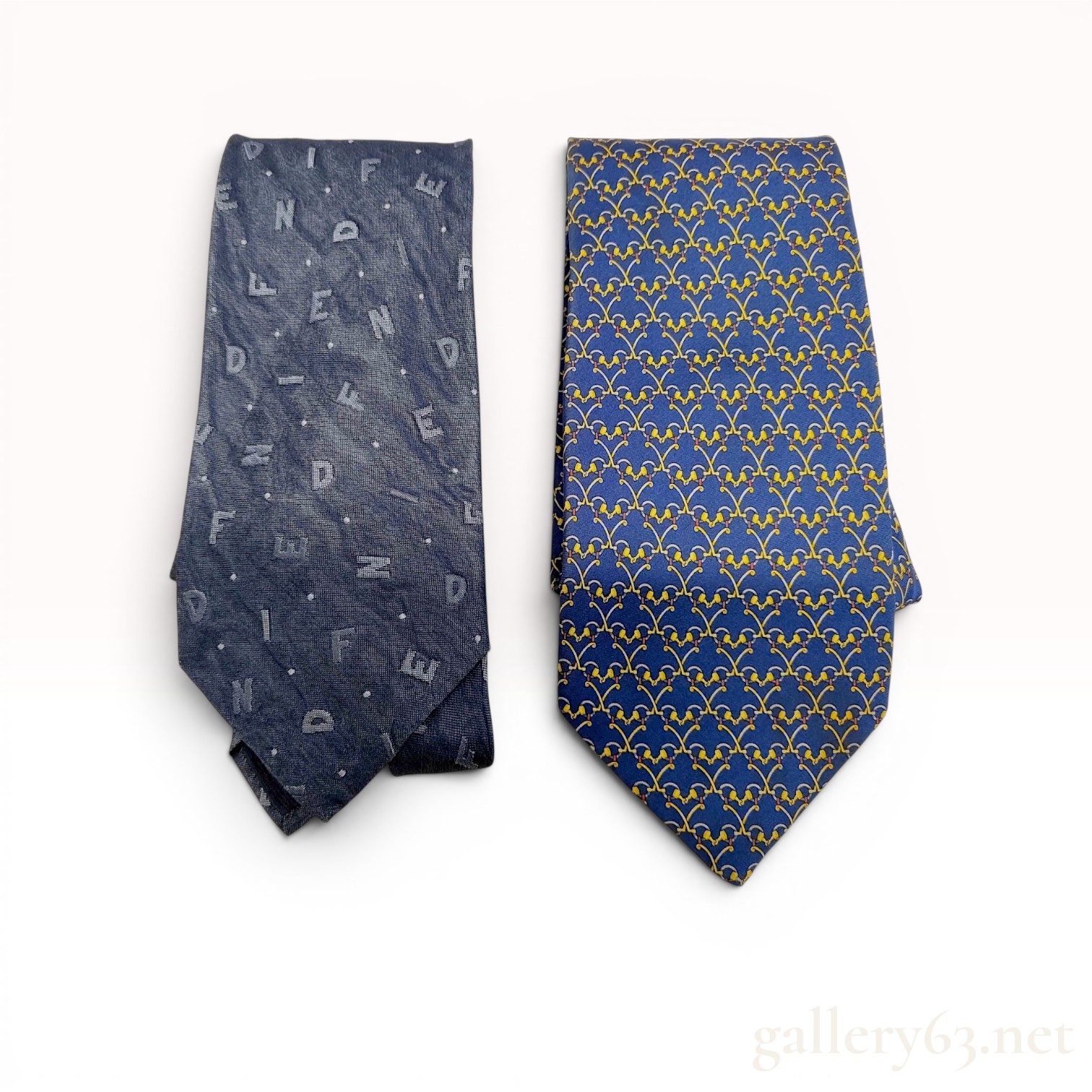 Two Fendi Silk Designer Neckties