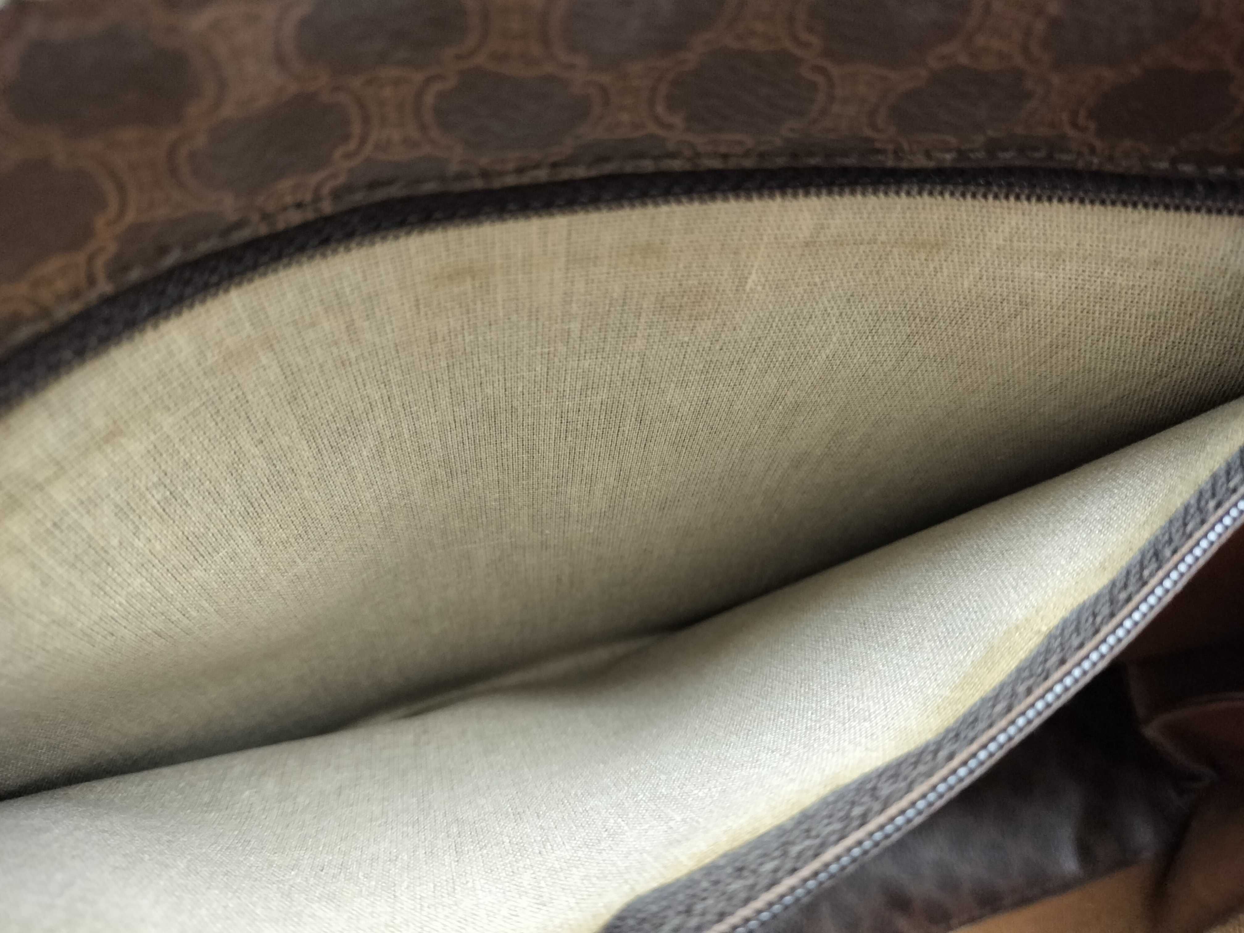 Celine Vintage Macadam Tote Bag, Coated Canvas and Leather, Brown