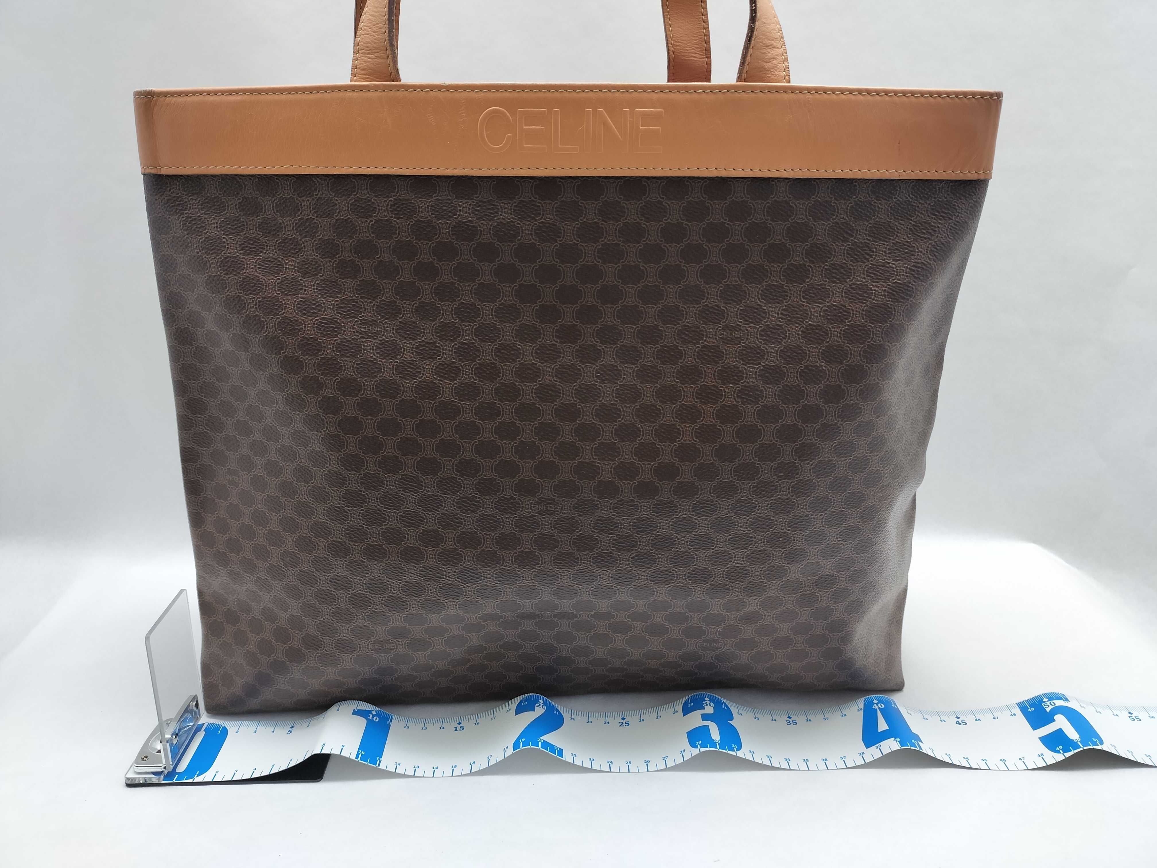 Celine Vintage Macadam Tote Bag, Coated Canvas and Leather, Brown