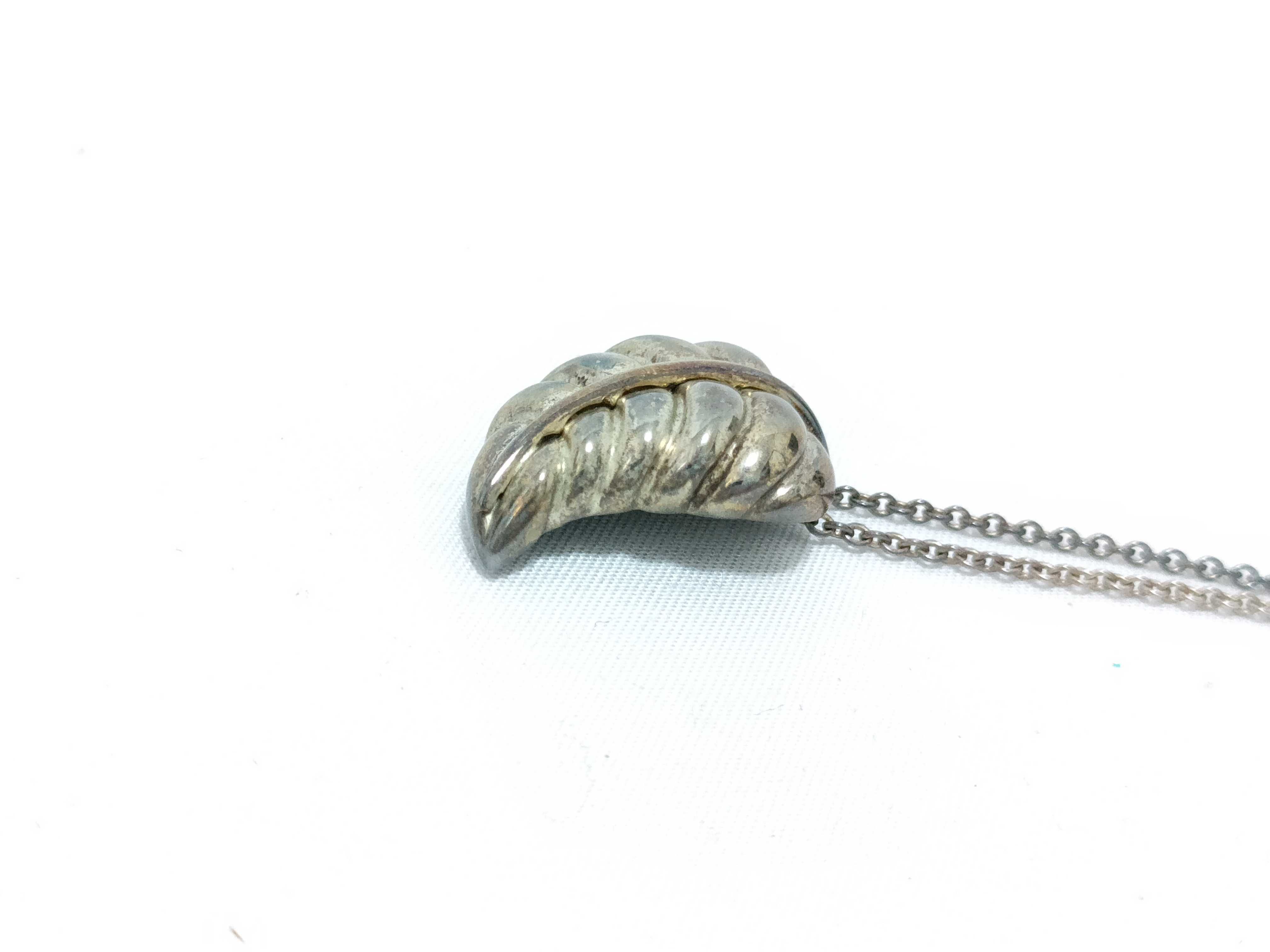 Tiffany and Co. Sterling Silver and 18k Gold Leaf Pendant Necklace