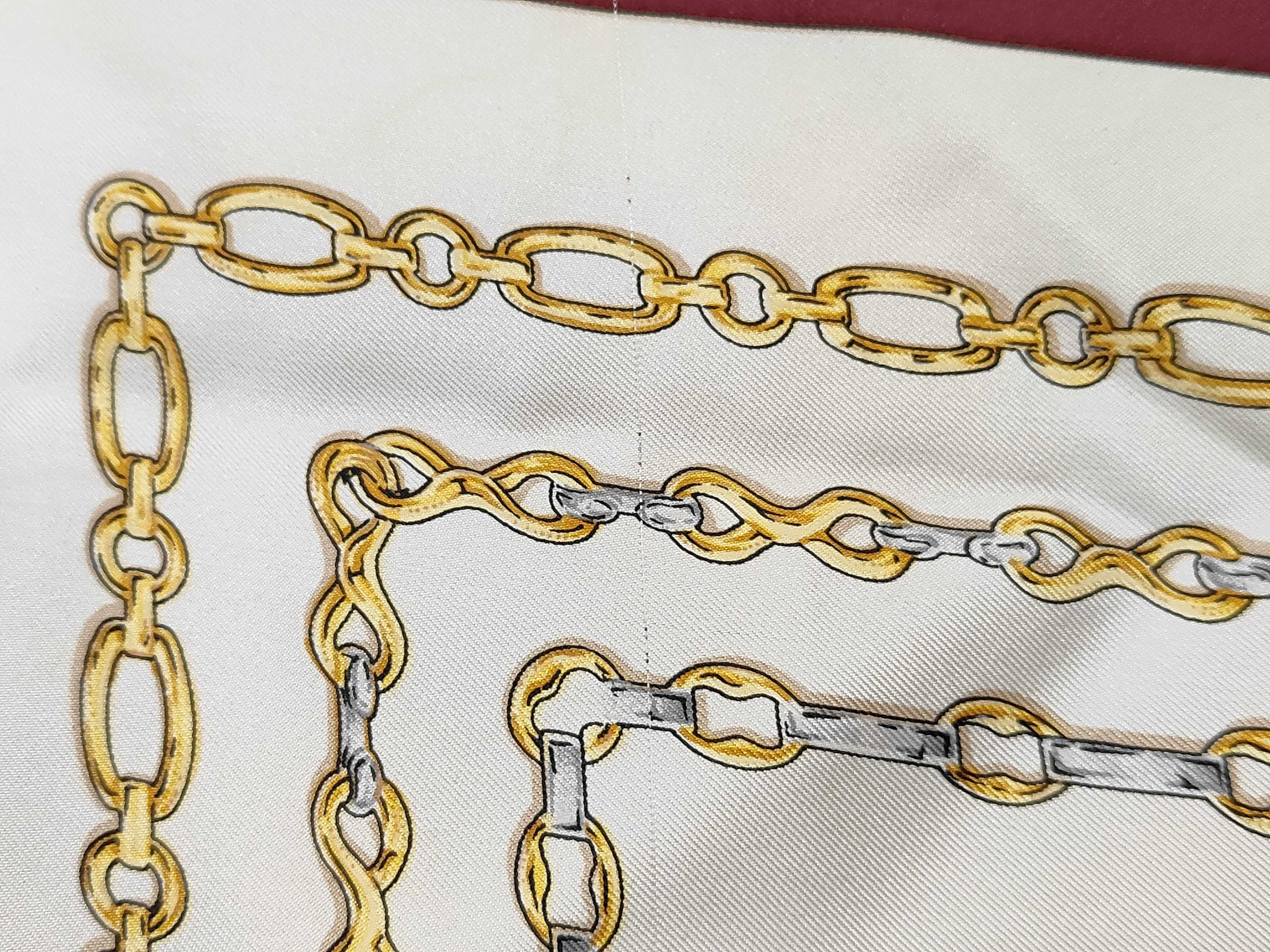 Must de Cartier Burgundy and Cream Silk Scarf