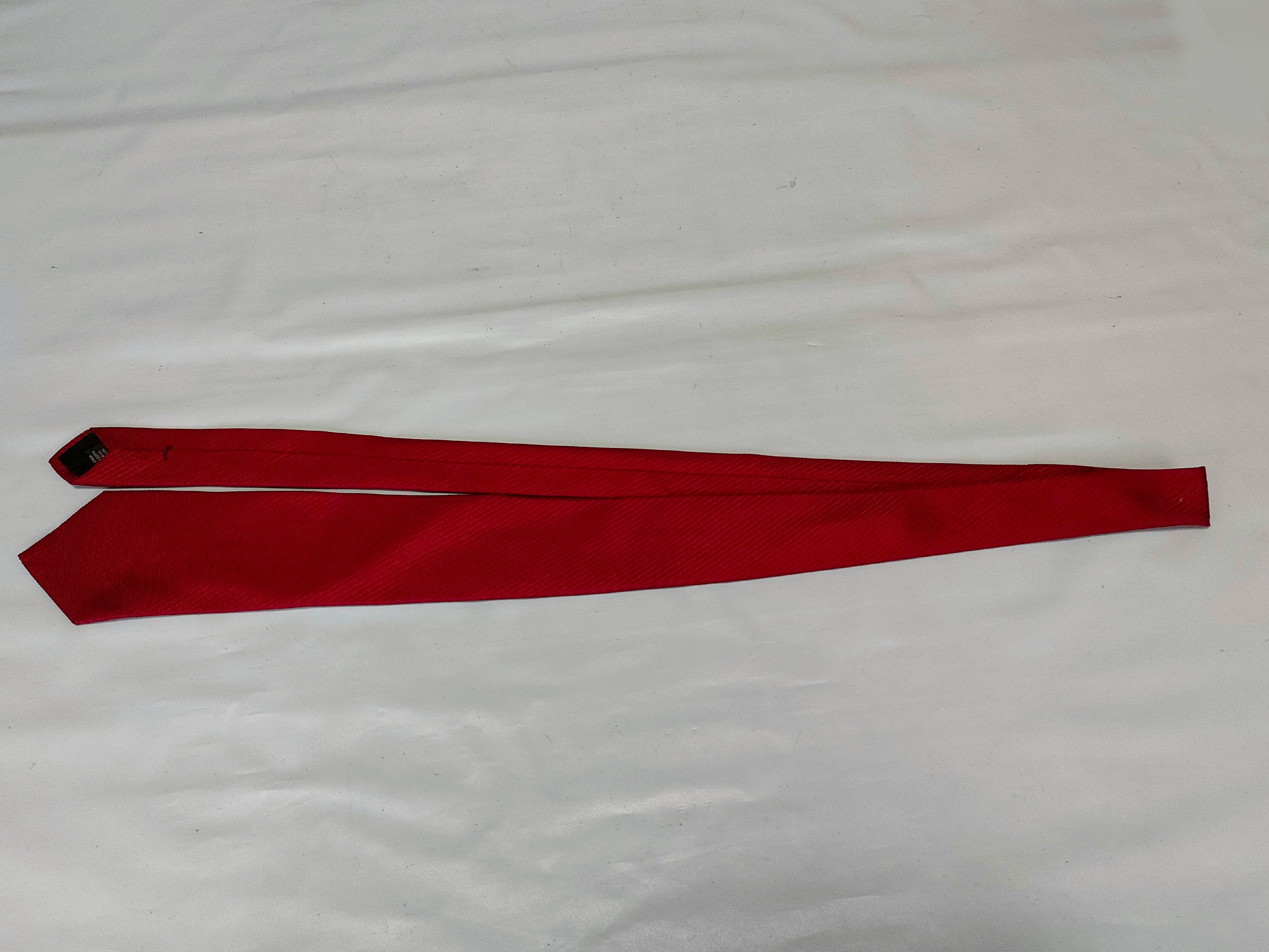 Celine Crimson Red Textured Silk Necktie