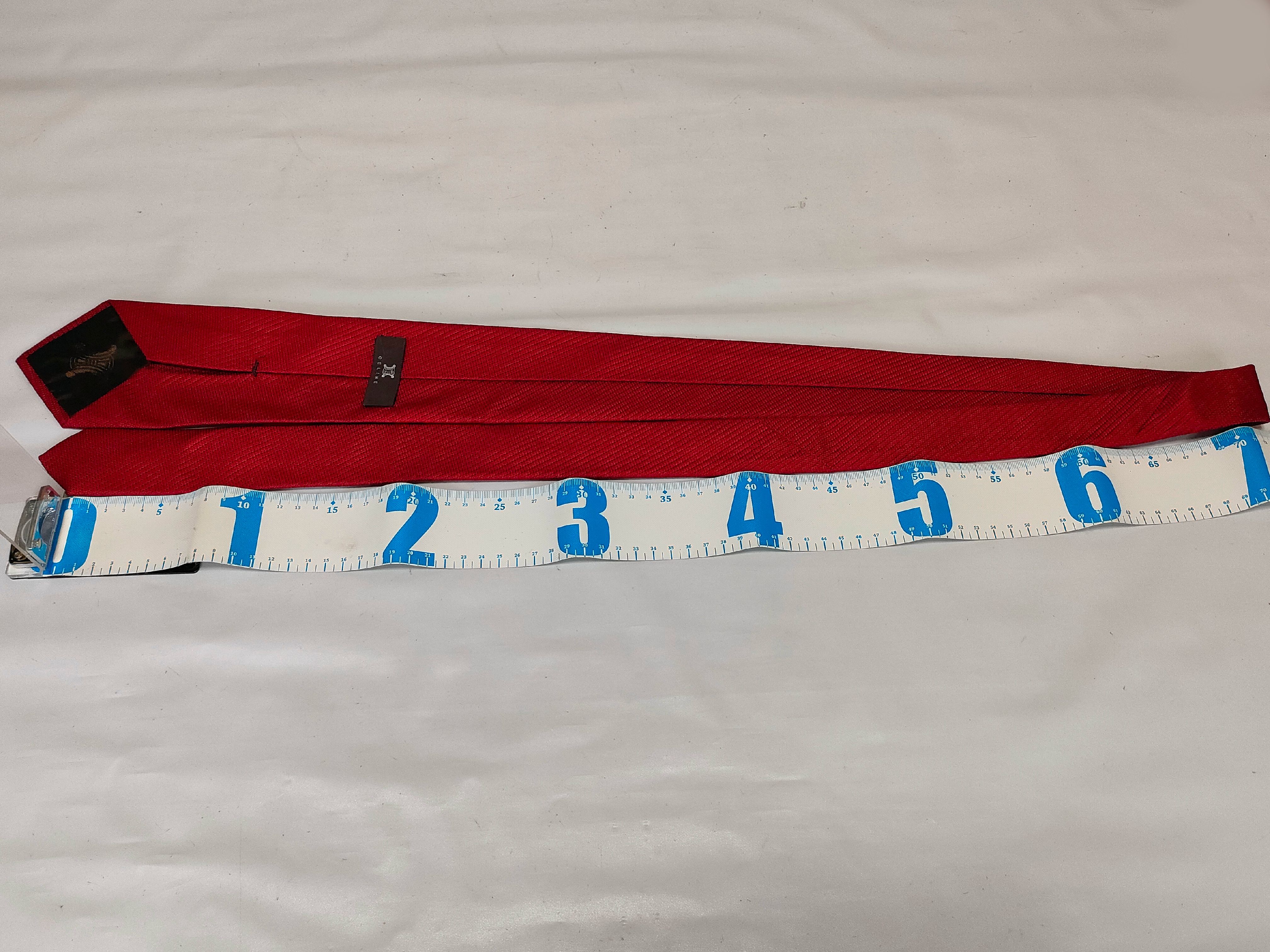 Celine Crimson Red Textured Silk Necktie