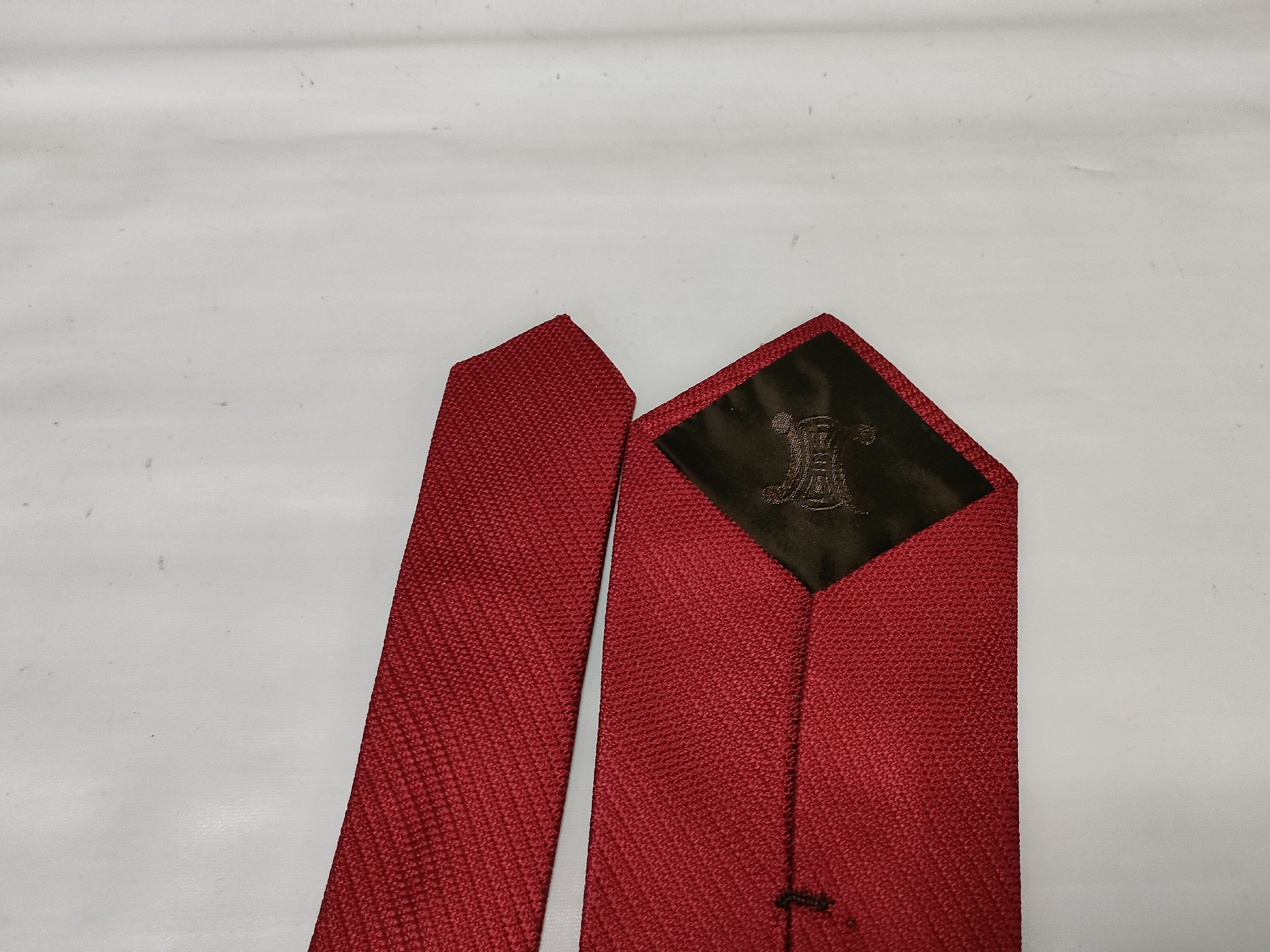 Celine Crimson Red Textured Silk Necktie