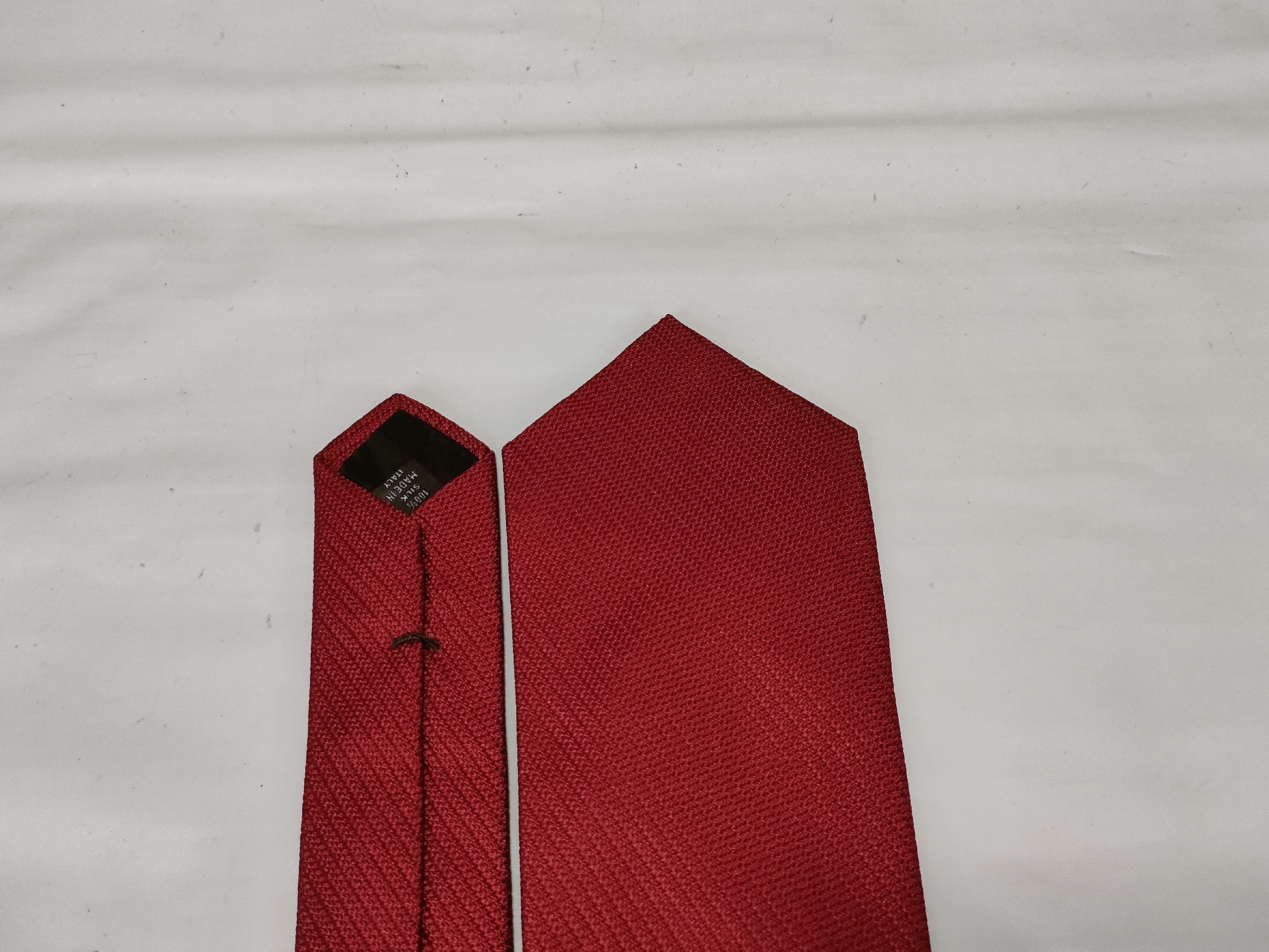 Celine Crimson Red Textured Silk Necktie