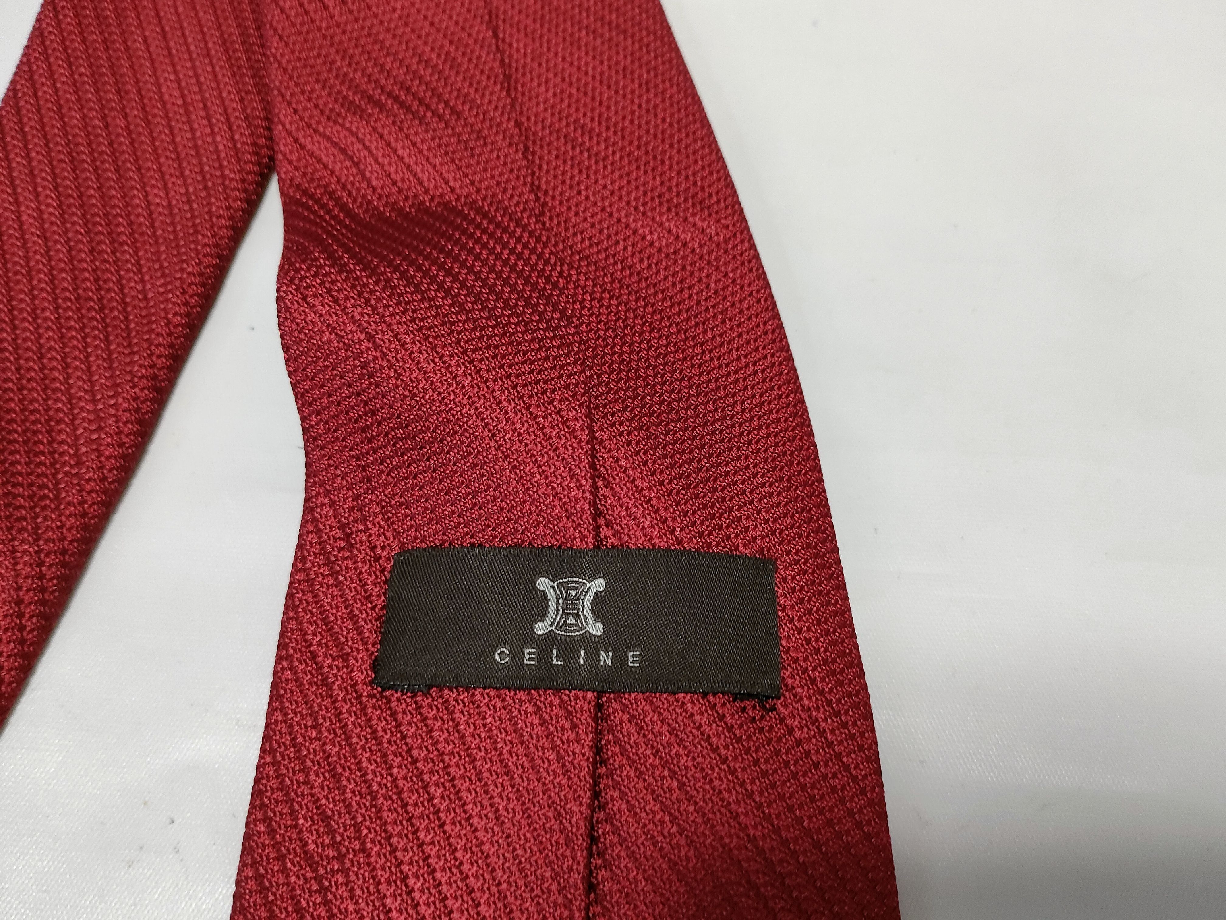 Celine Crimson Red Textured Silk Necktie