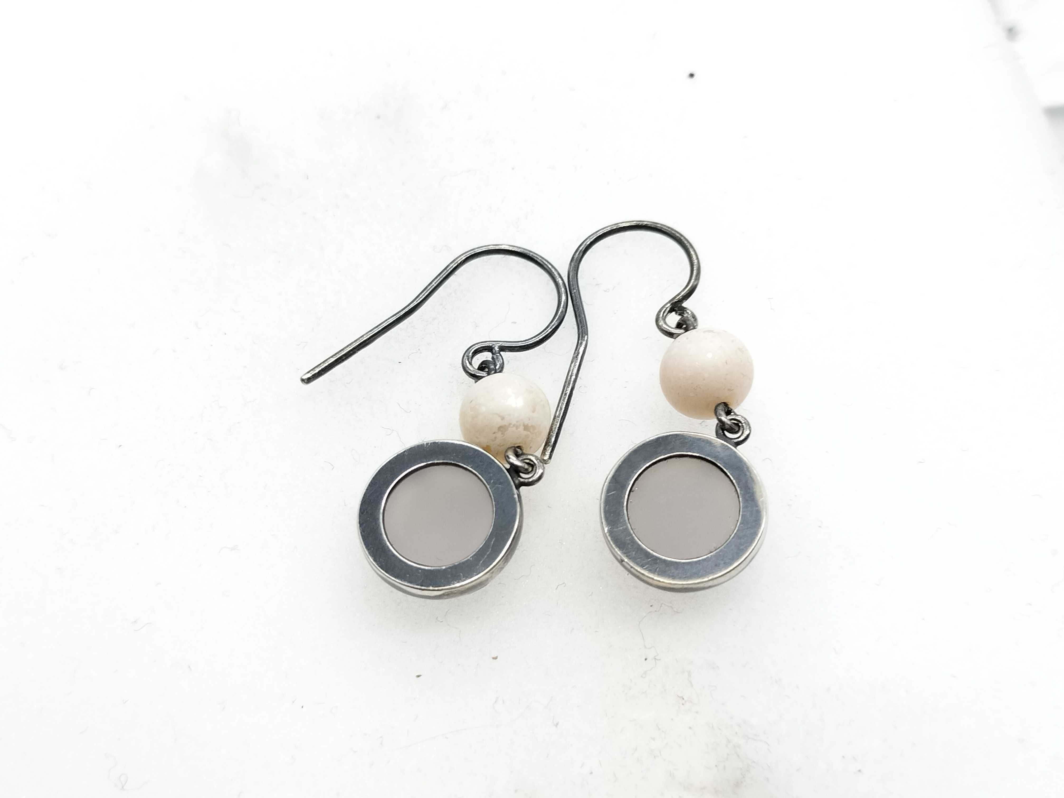 Oxidized Sterling Silver and Druzy Quartz Drop Earrings