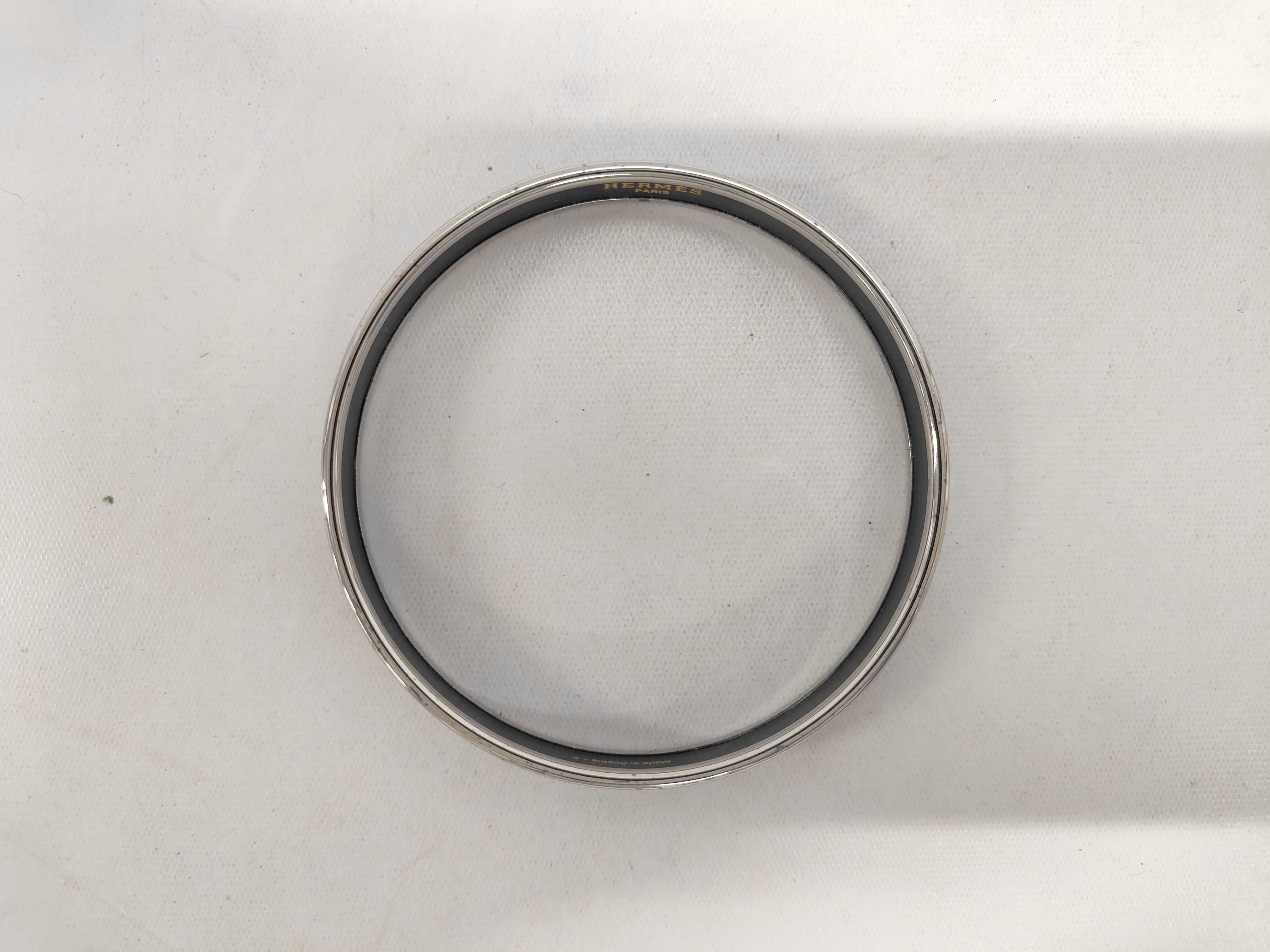 Vintage Hermes Narrow Enamel Bangle with Belt and Buckle Motif
