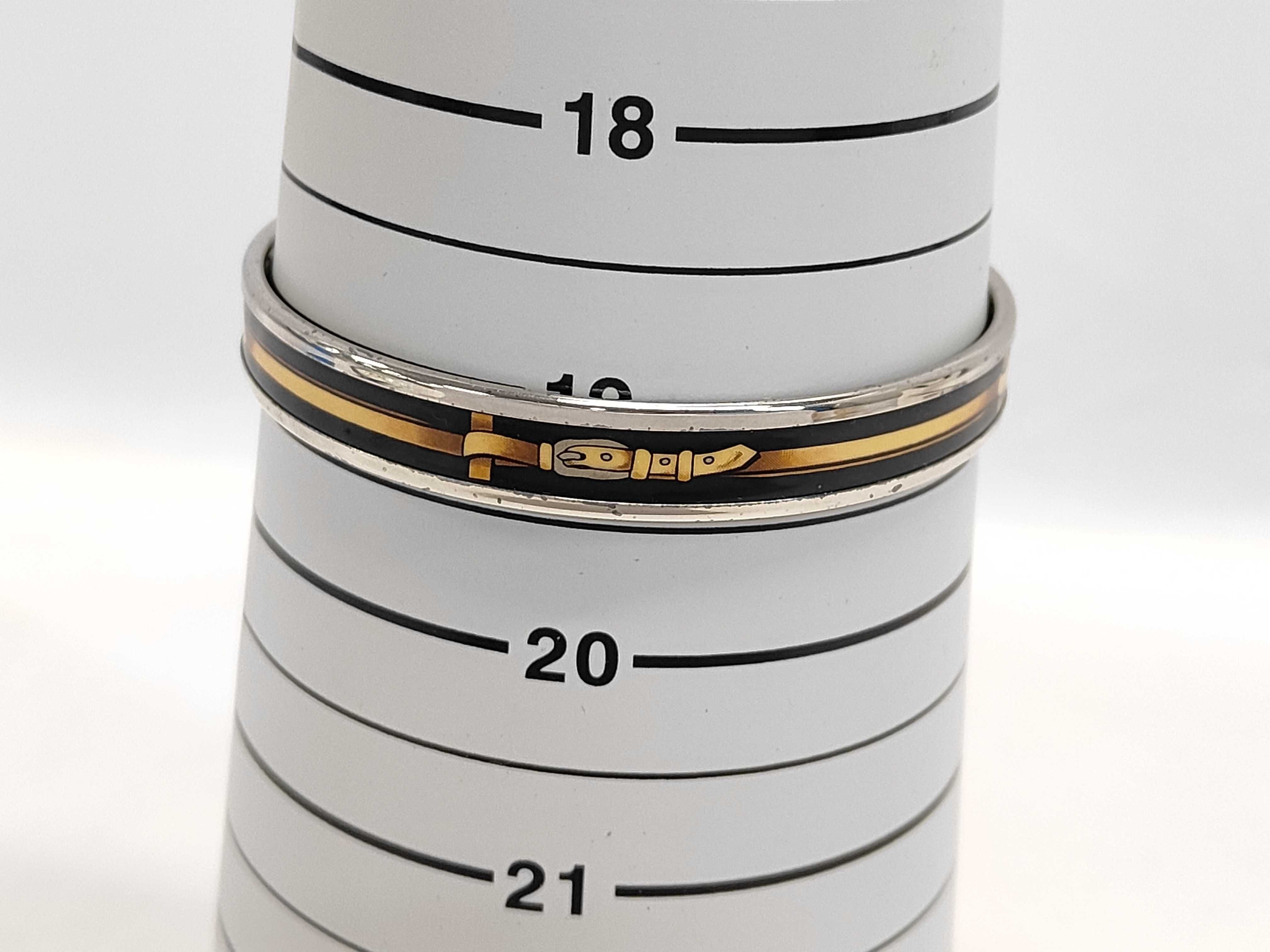 Vintage Hermes Narrow Enamel Bangle with Belt and Buckle Motif