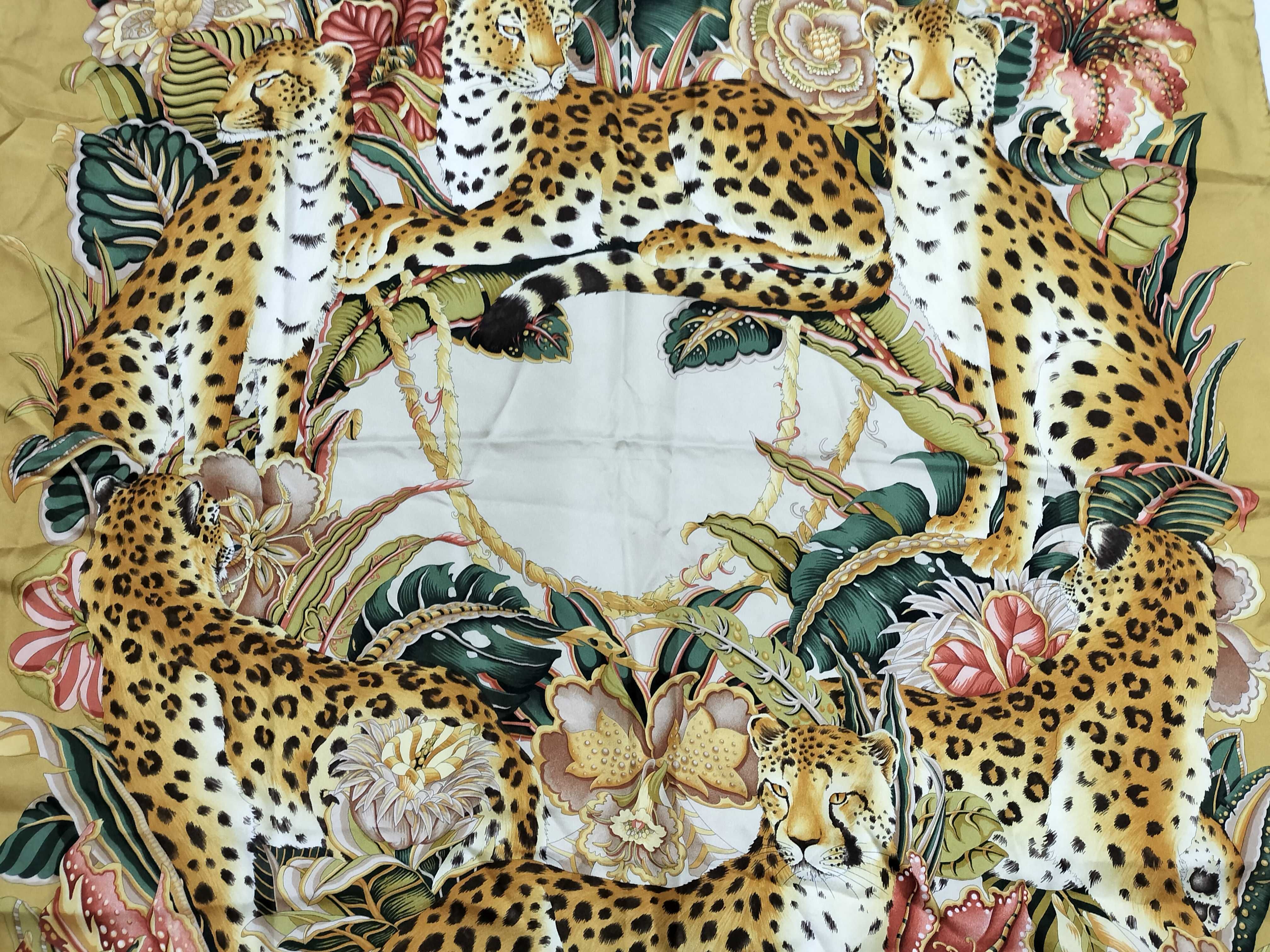 Salvatore Ferragamo Cheetahs Print Silk Jungle Scarf