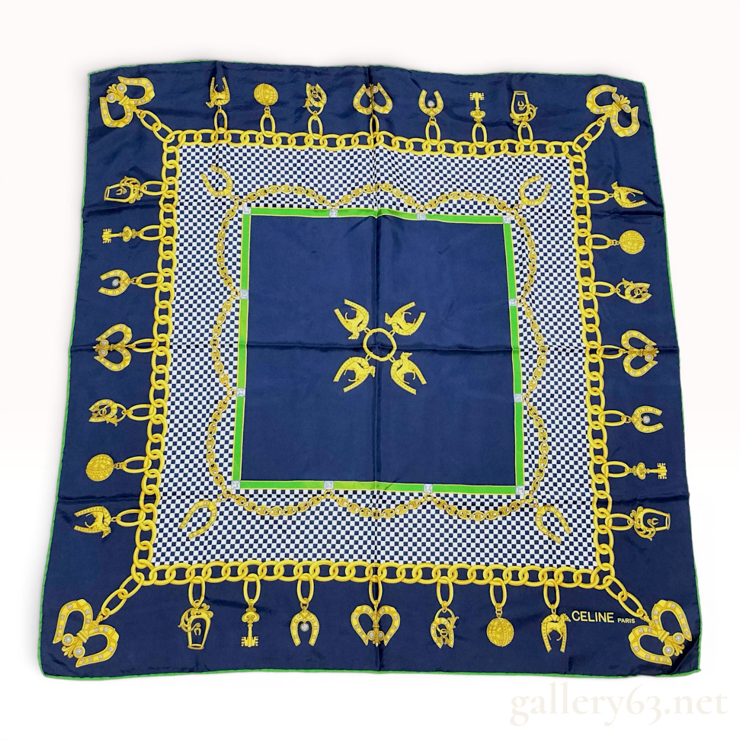 Celine Paris Equestrian Motif Silk Scarf