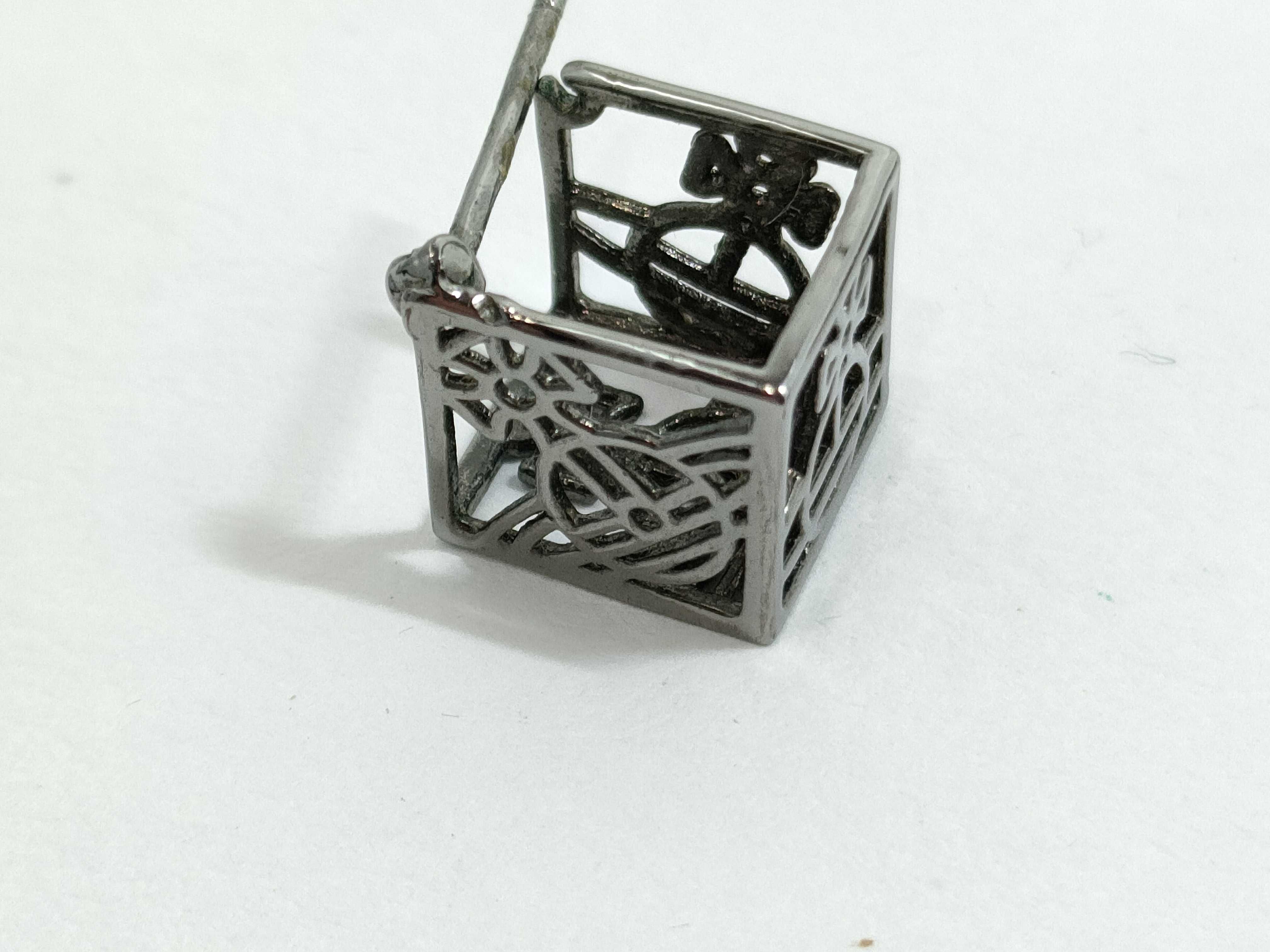 A Pair of Vivienne Westwood Gunmetal-Tone Cube Stud Earrings with Orb Motif