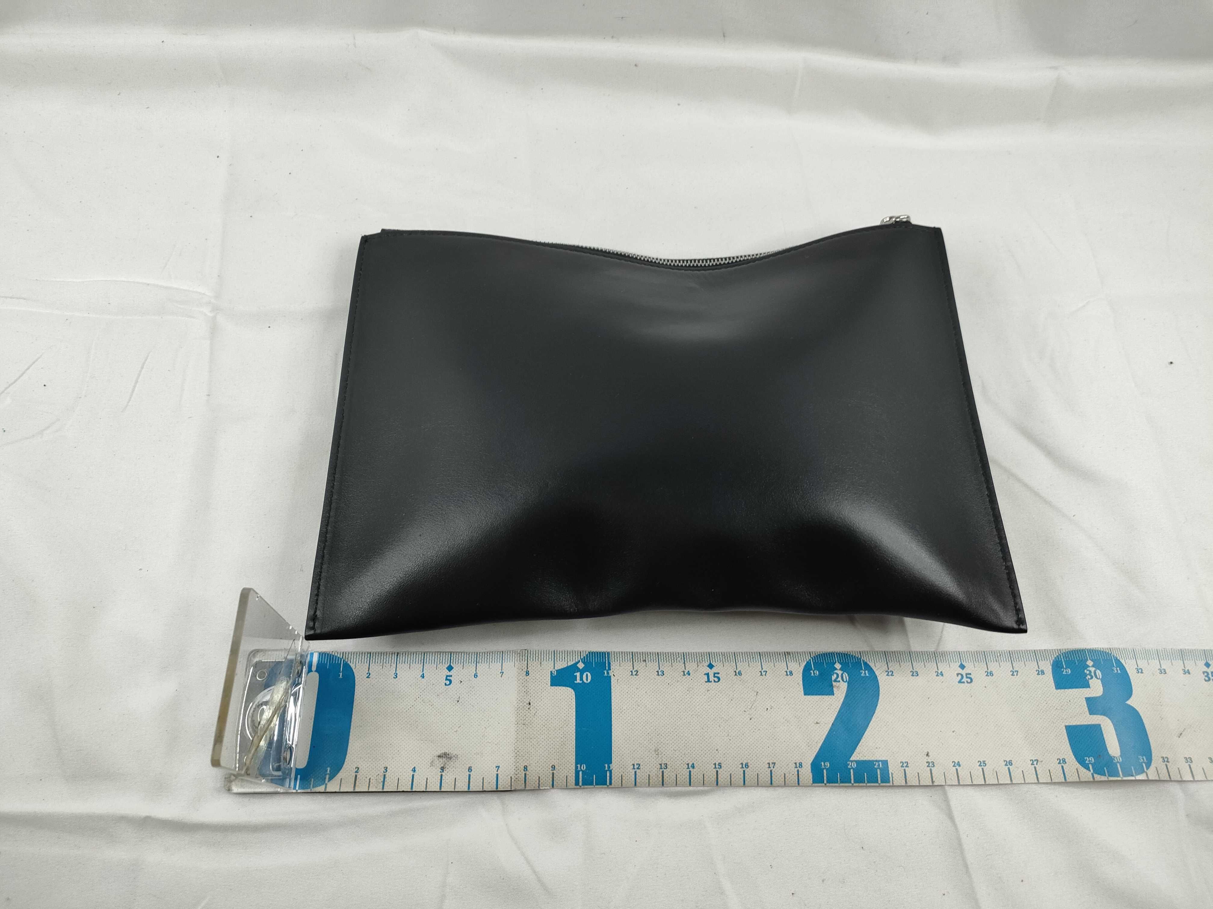 Christian Dior Daily Script Black Leather Zip Pouch